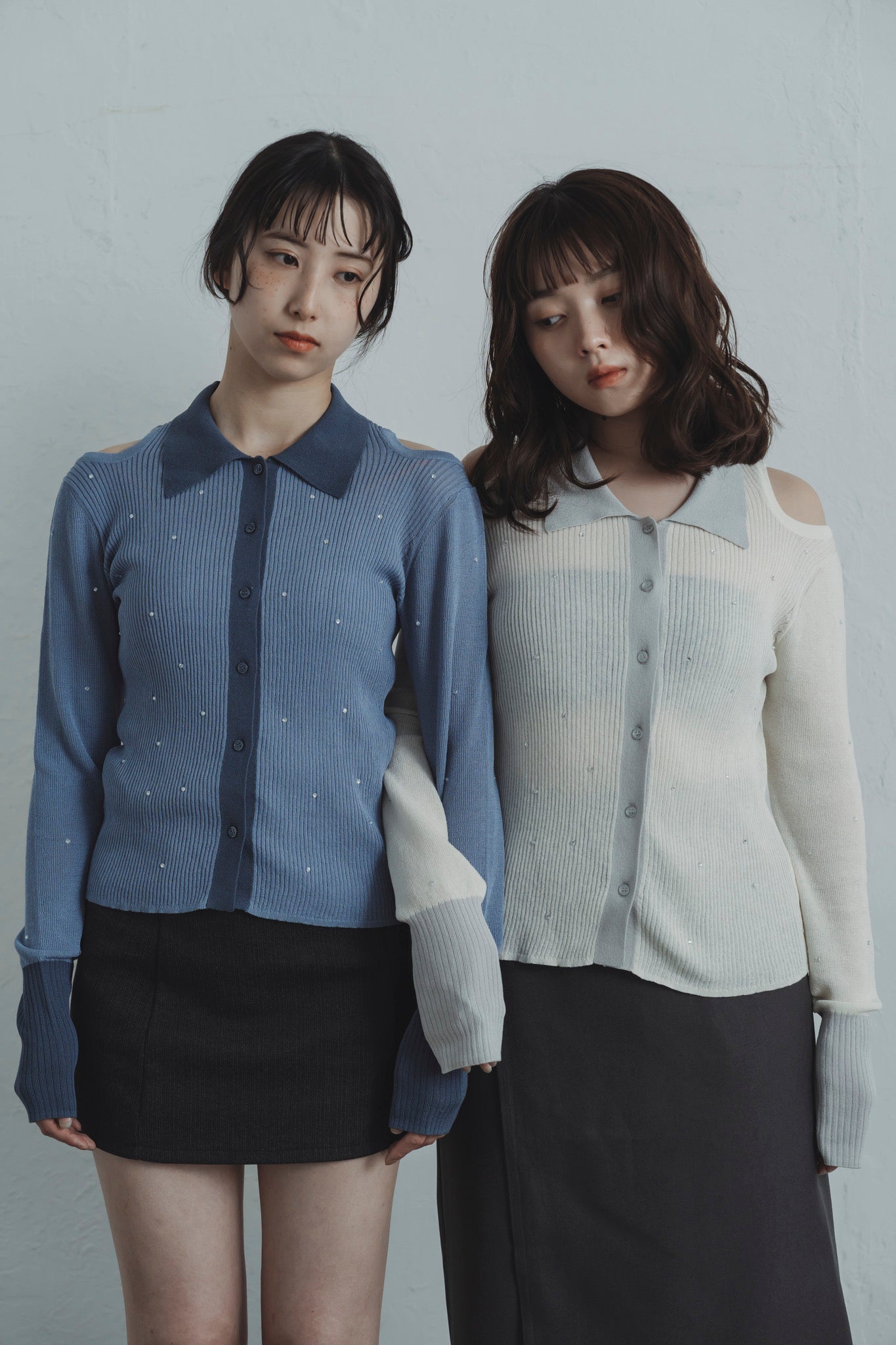 stone sheer polo knit
