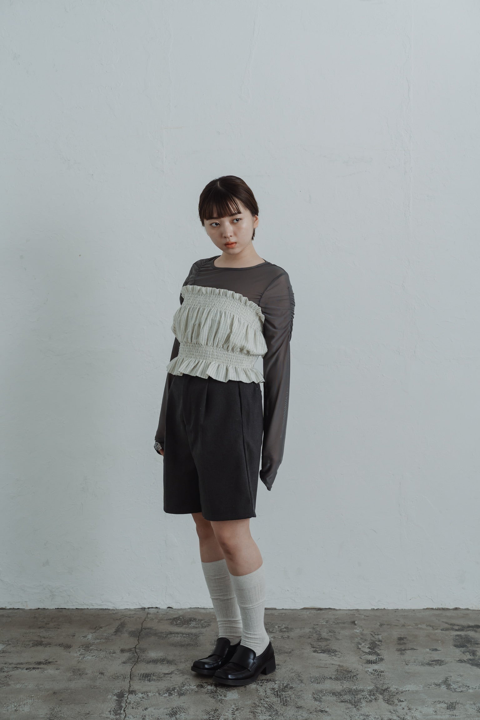 stripe gather bustier