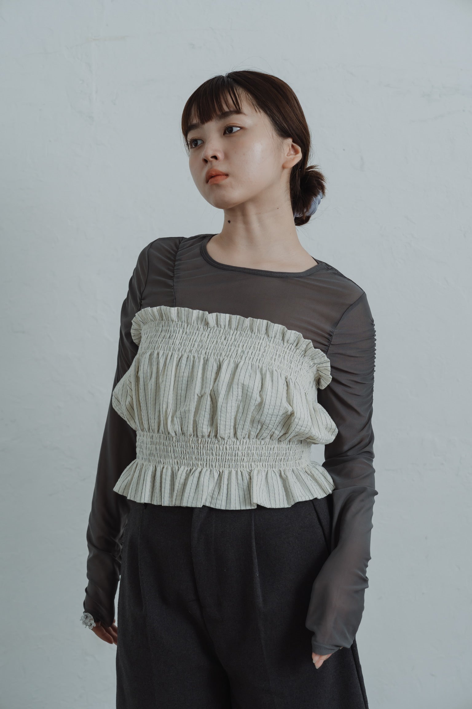 stripe gather bustier