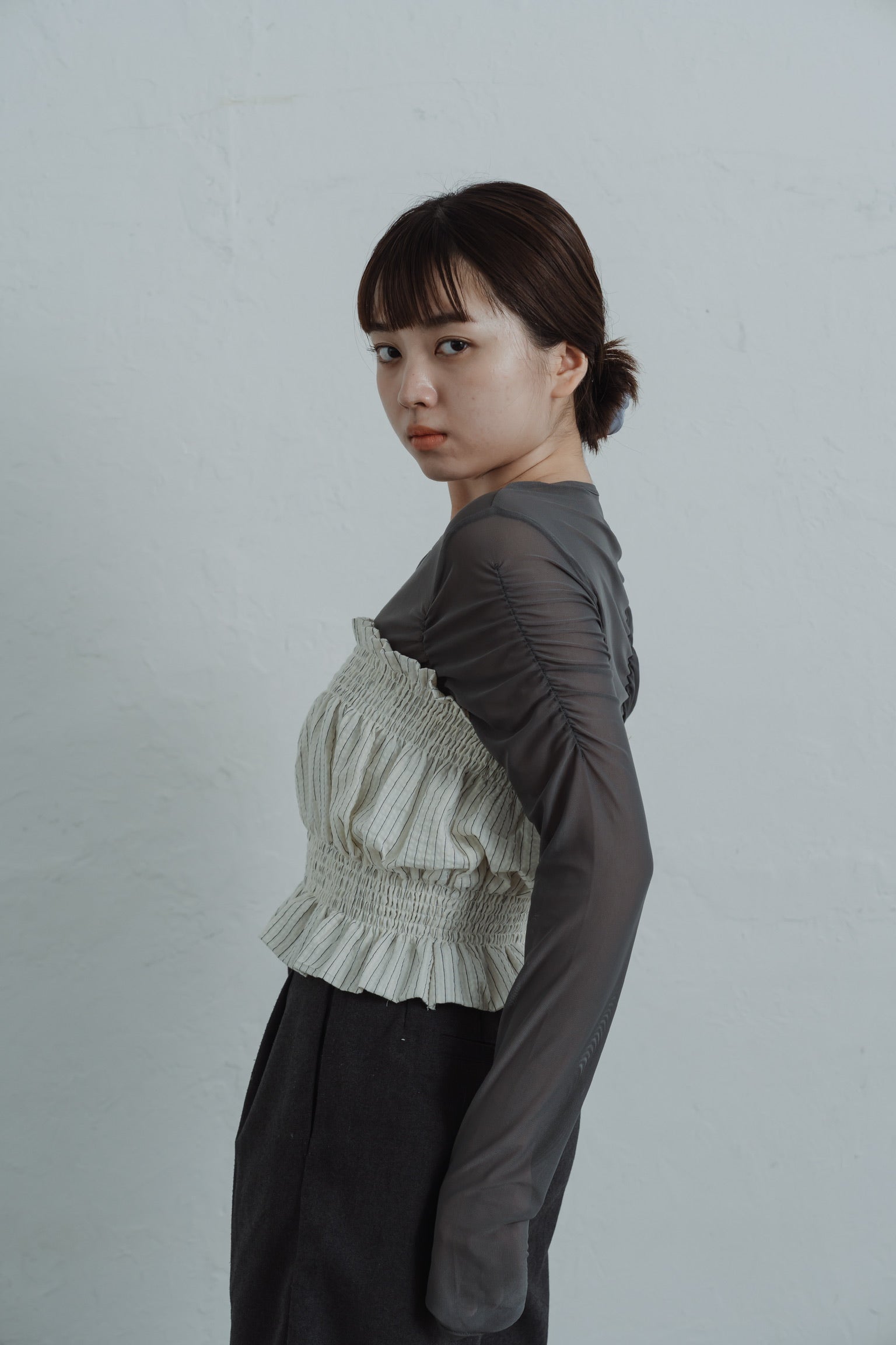 stripe gather bustier