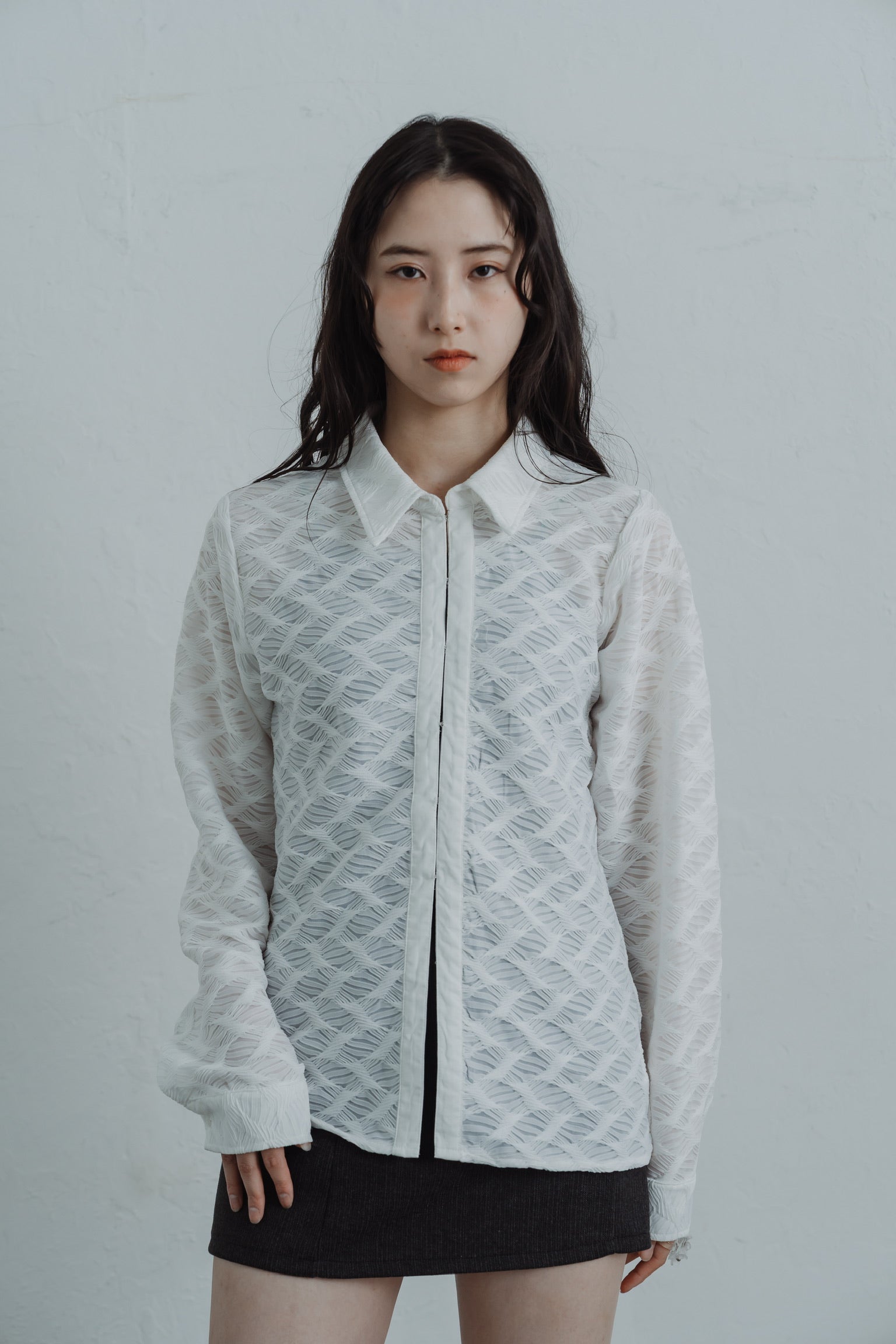 lace jacquard hook shirt