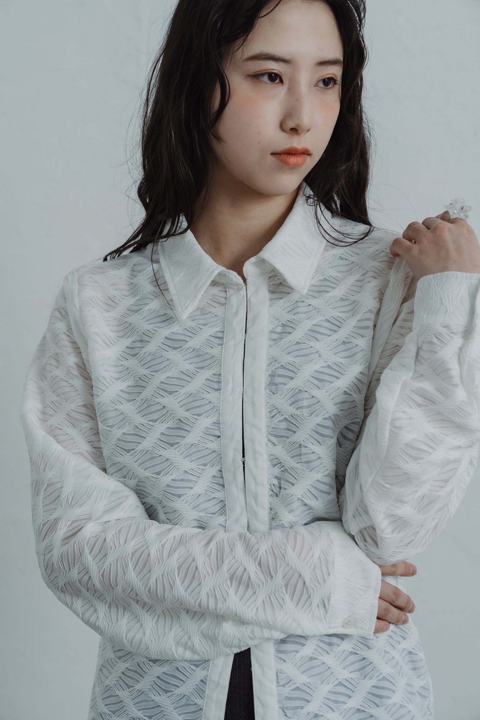 lace jacquard hook shirt