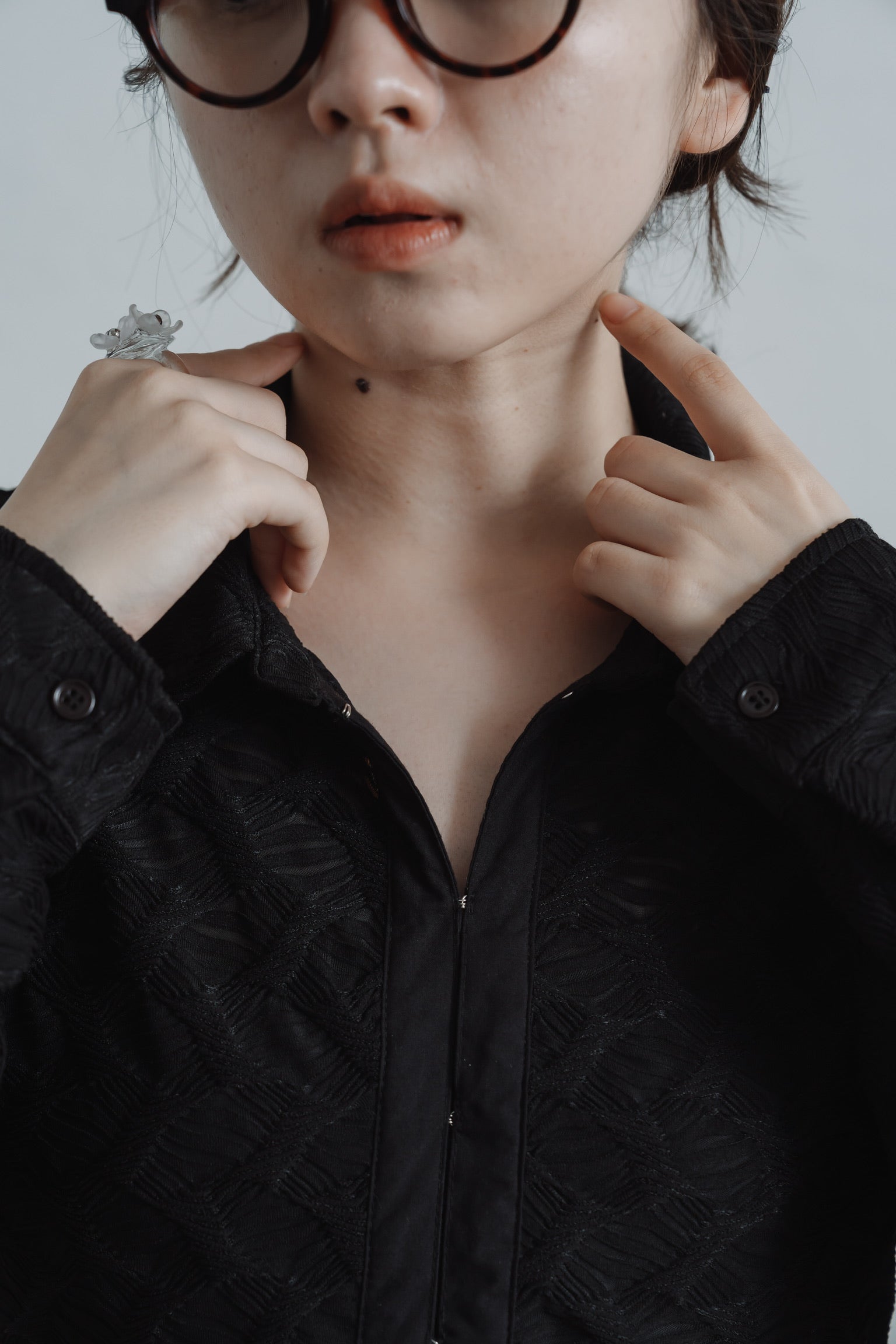 lace jacquard hook shirt