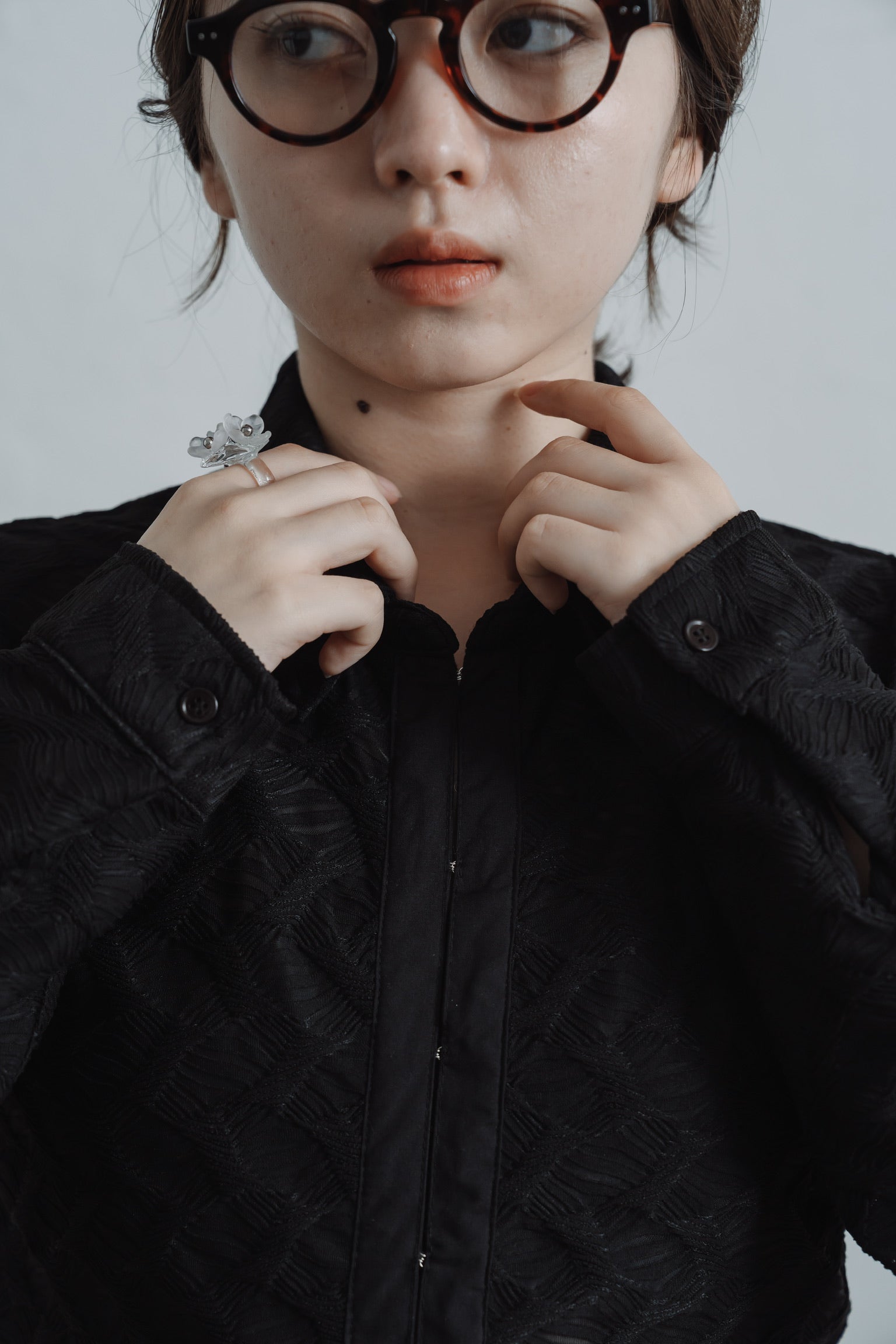 lace jacquard hook shirt