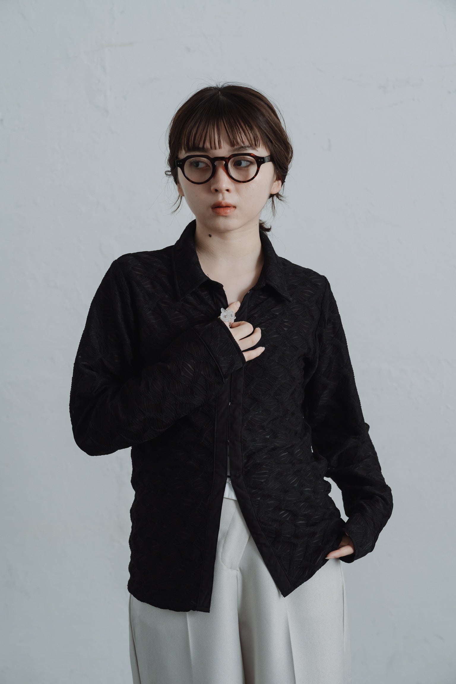 lace jacquard hook shirt