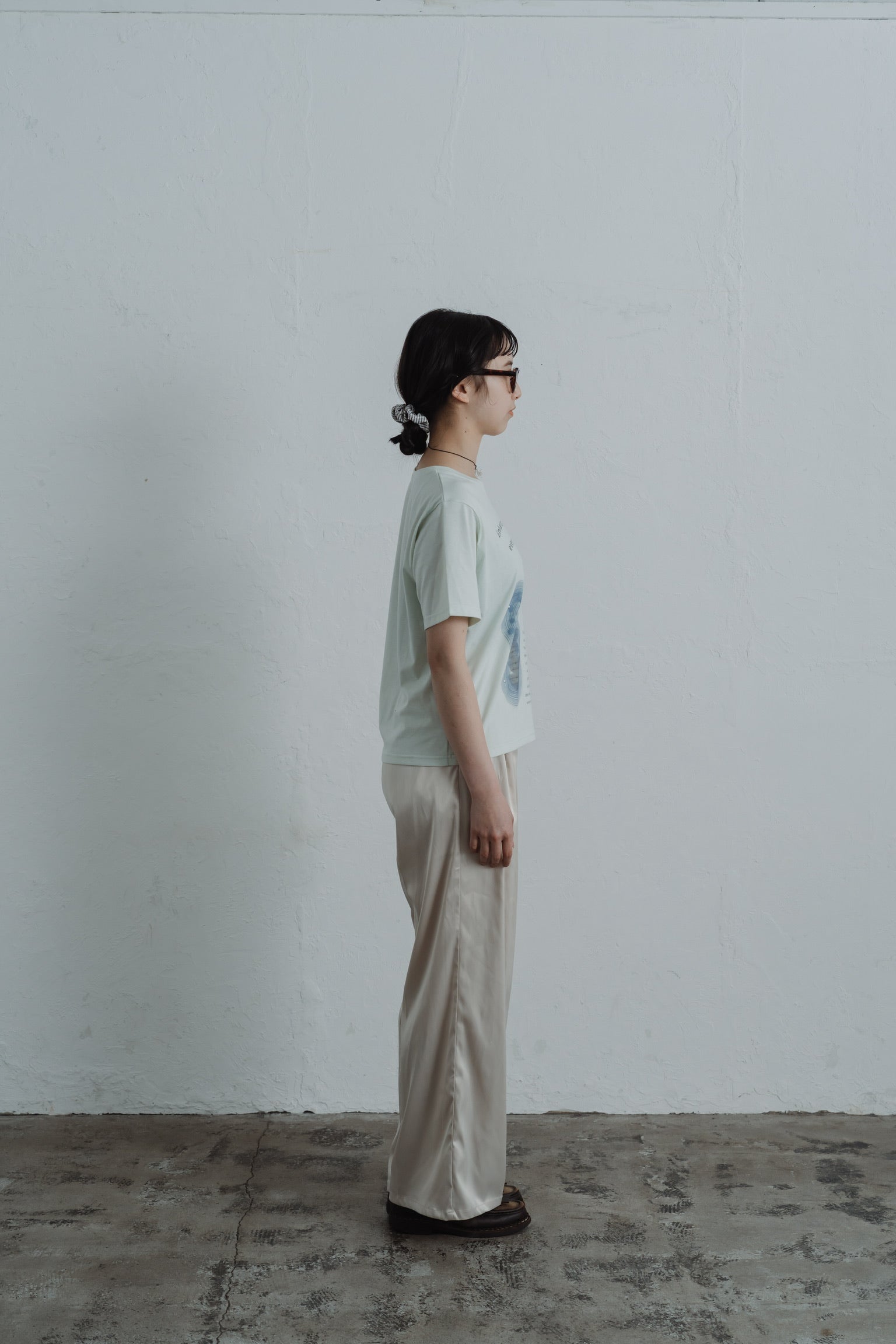 satin tuck pants