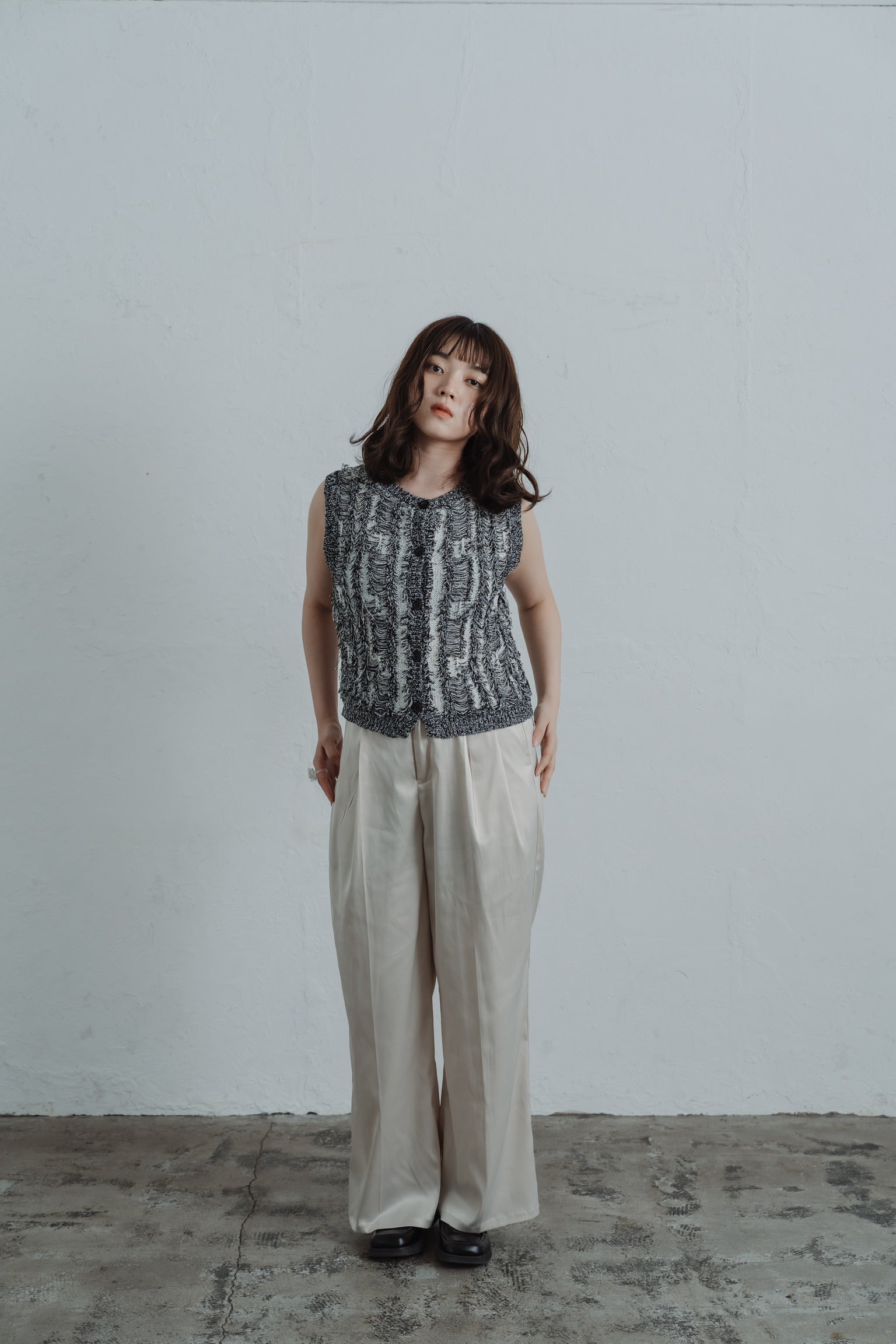 satin tuck pants