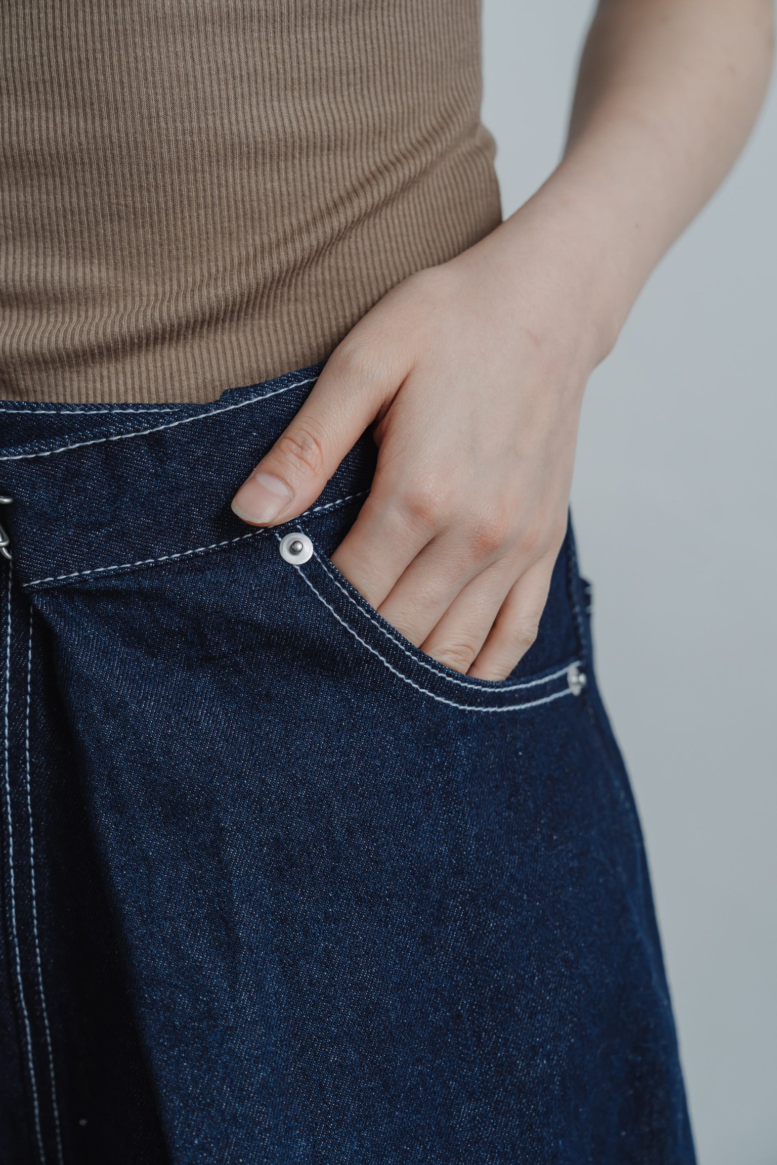 front hook wide denim pants