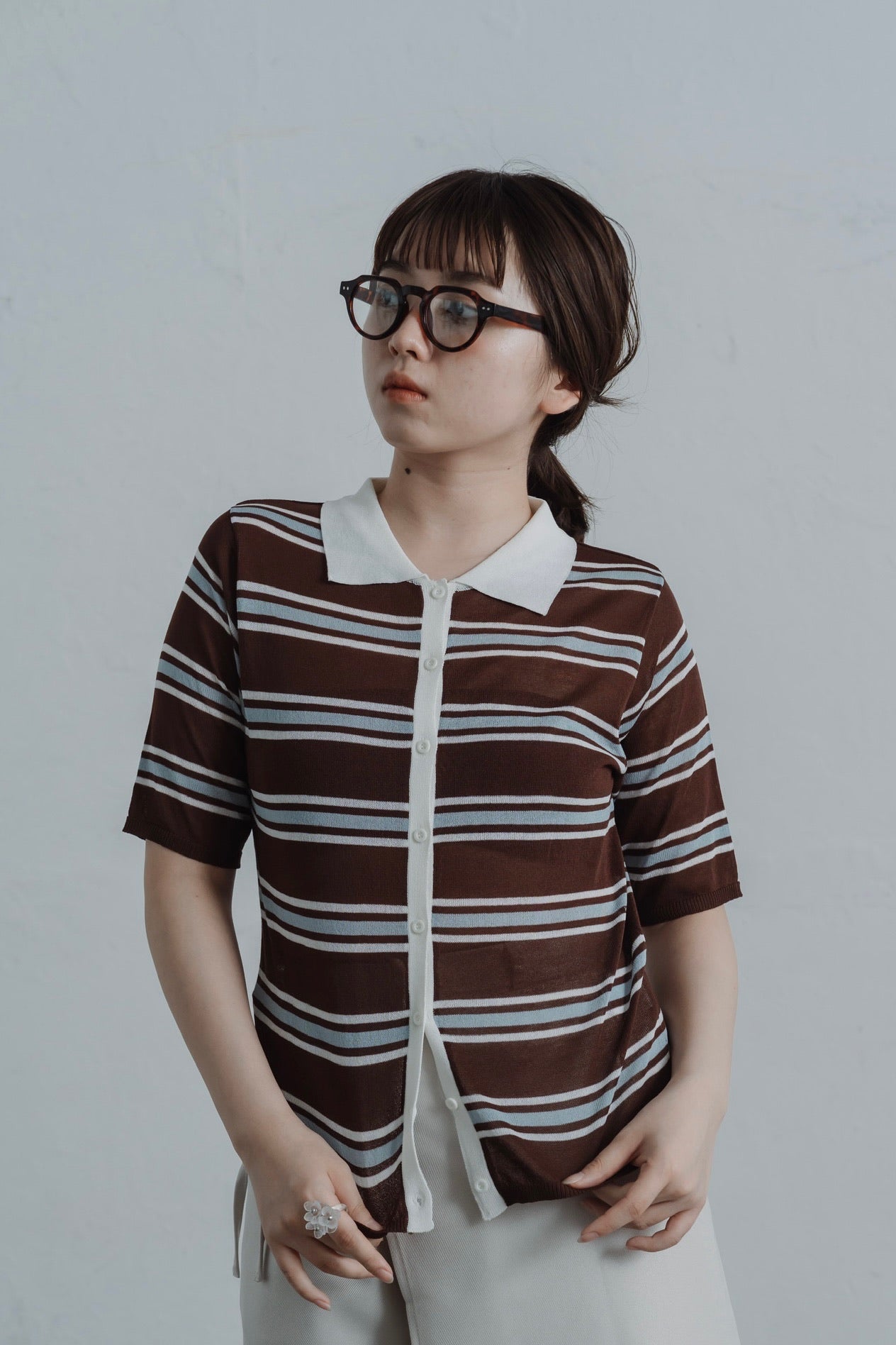 border mesh polo shirt