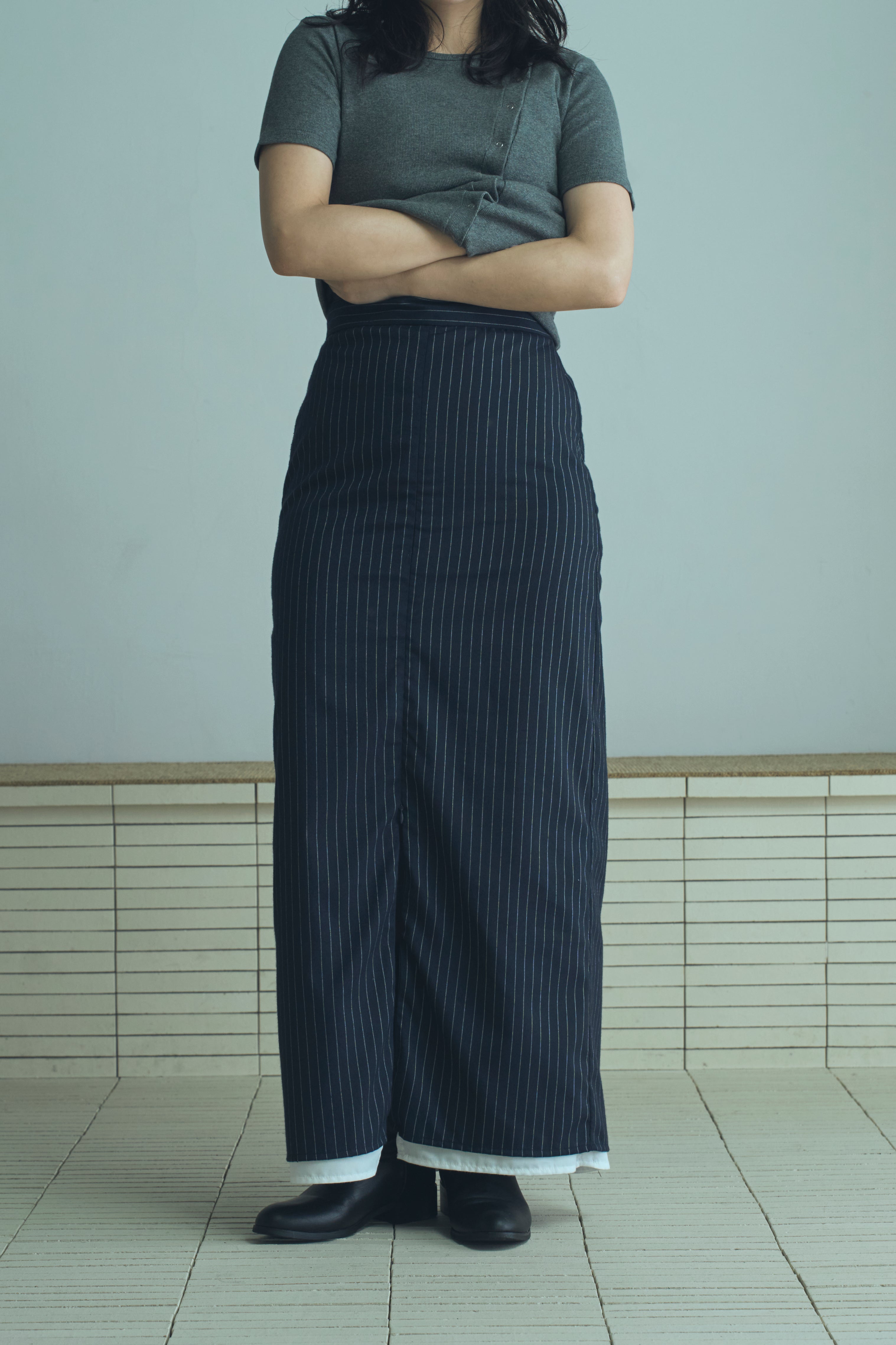 stripe long skirt