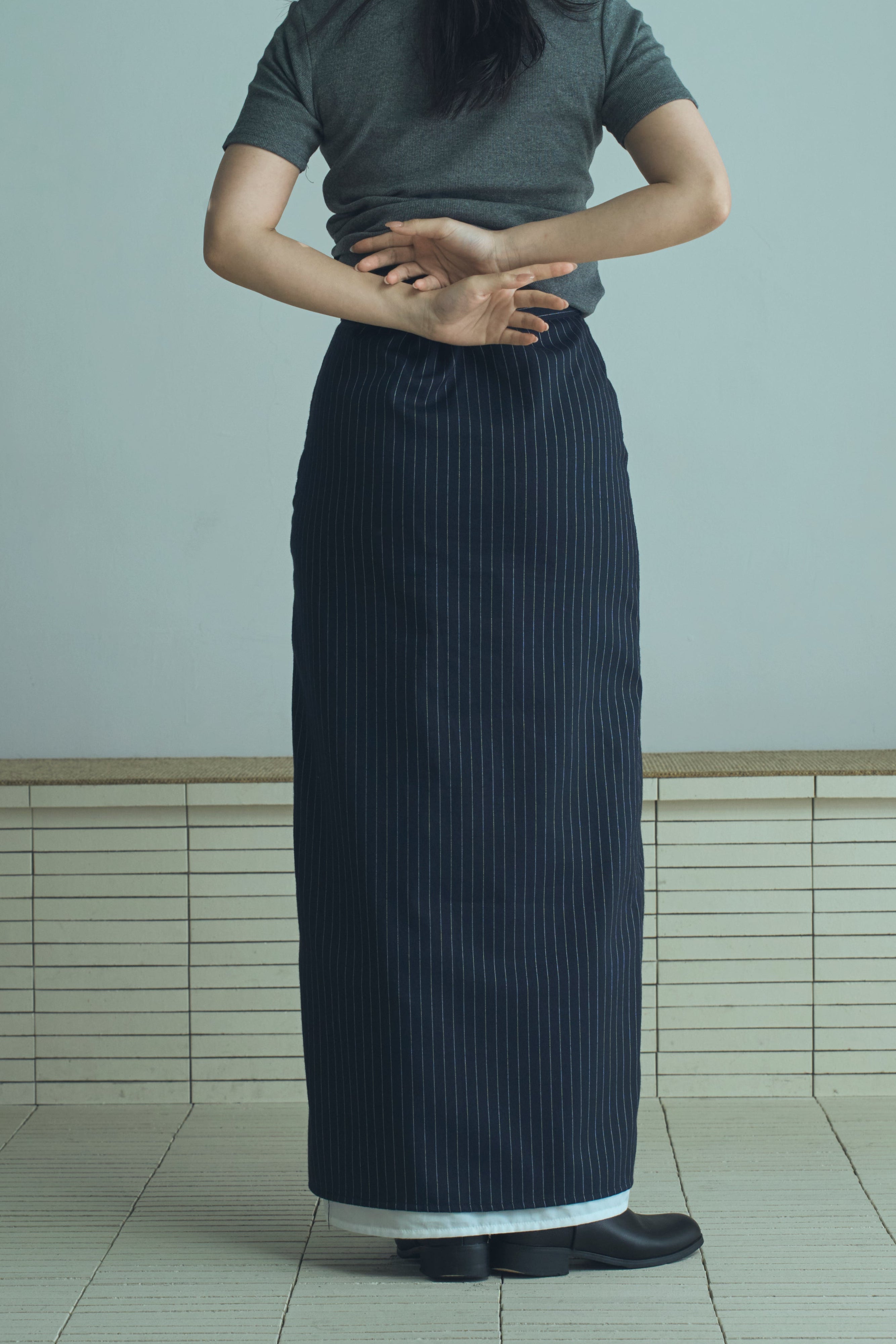 stripe long skirt