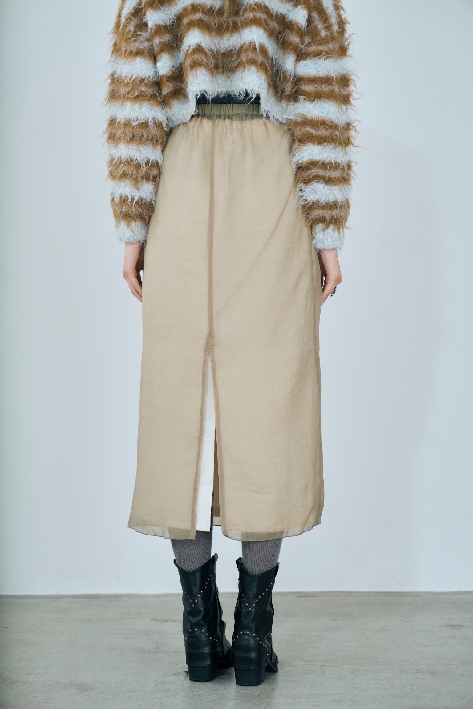 satin & sheer layered skirt
