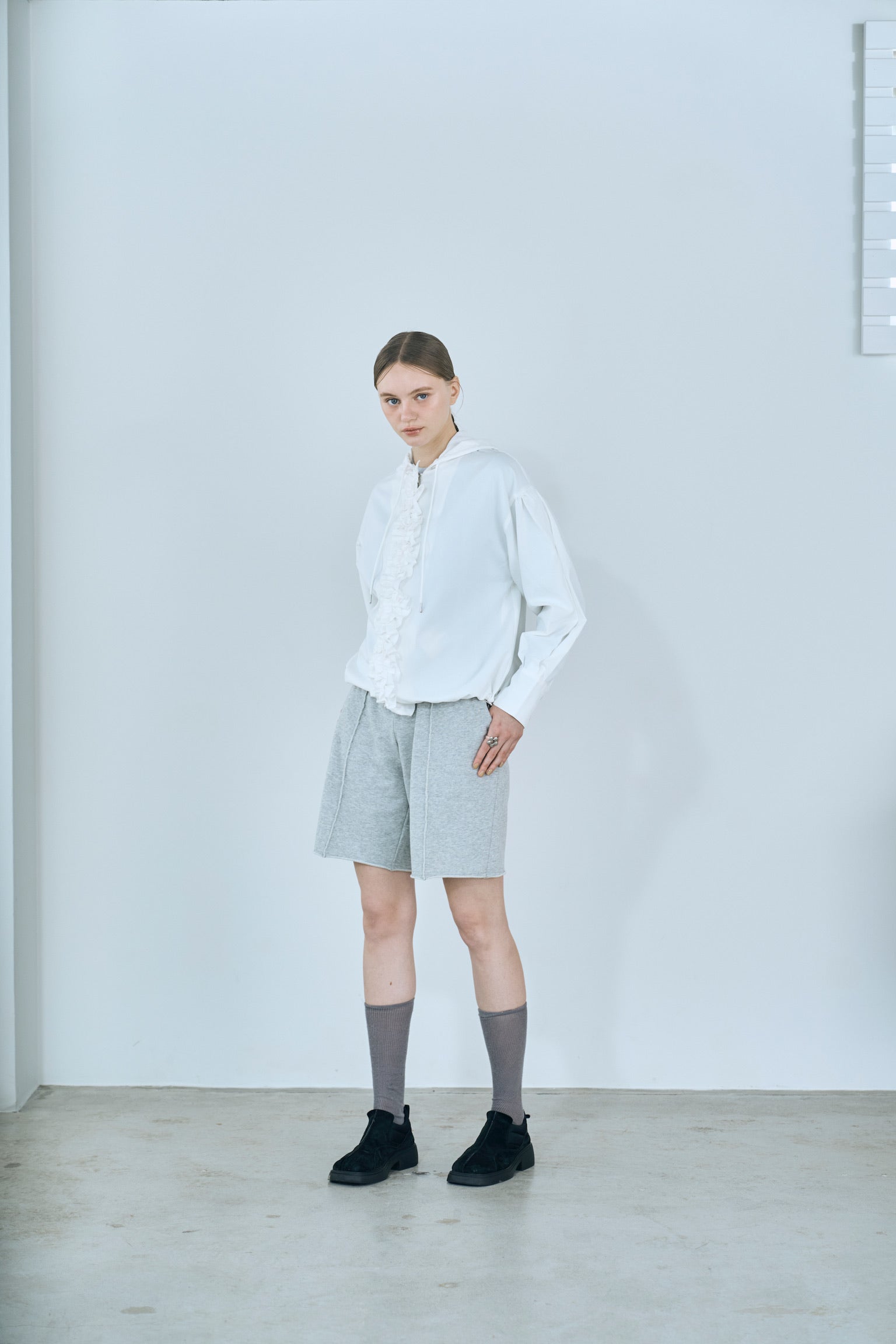 drawstring frill hoodie