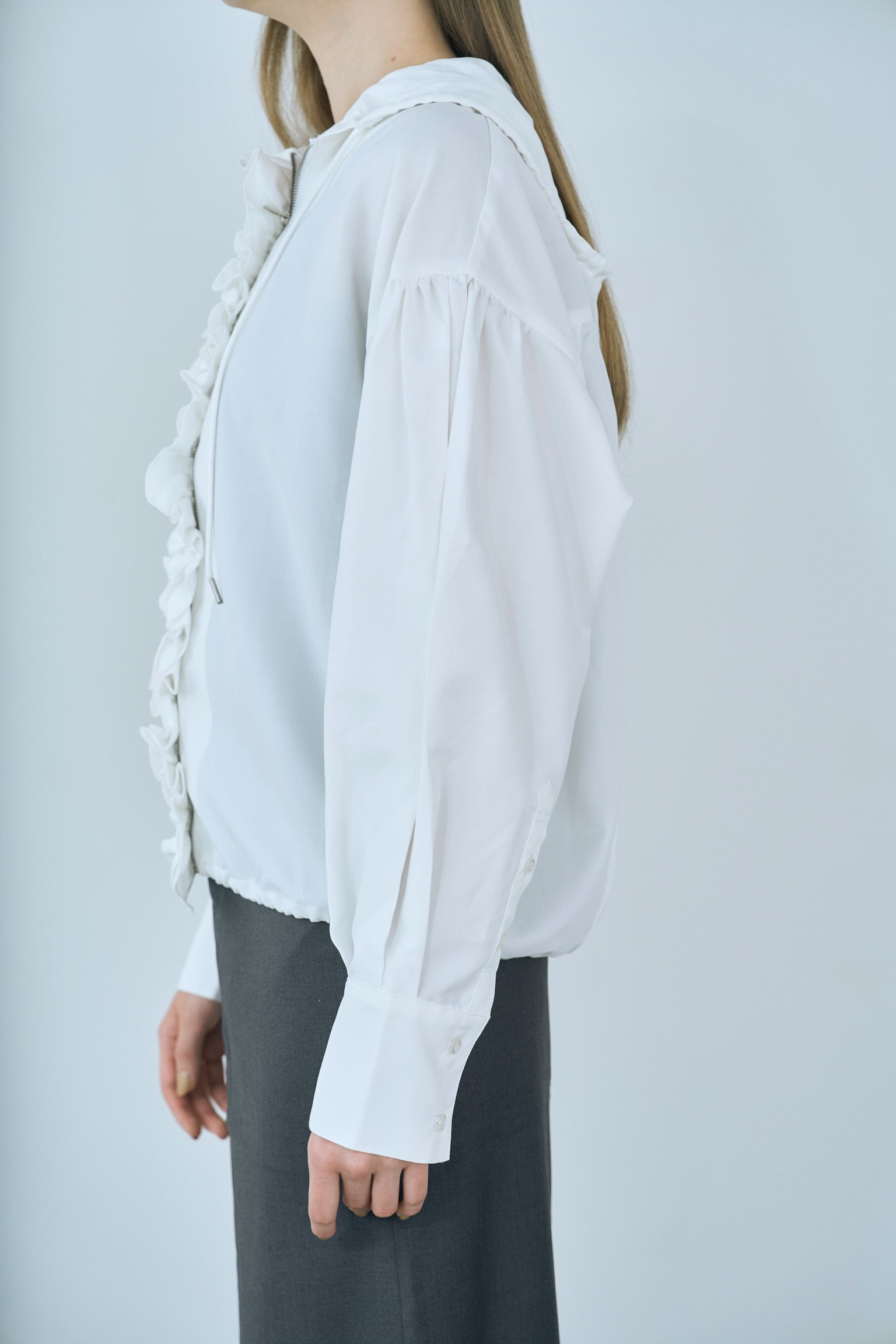 drawstring frill hoodie