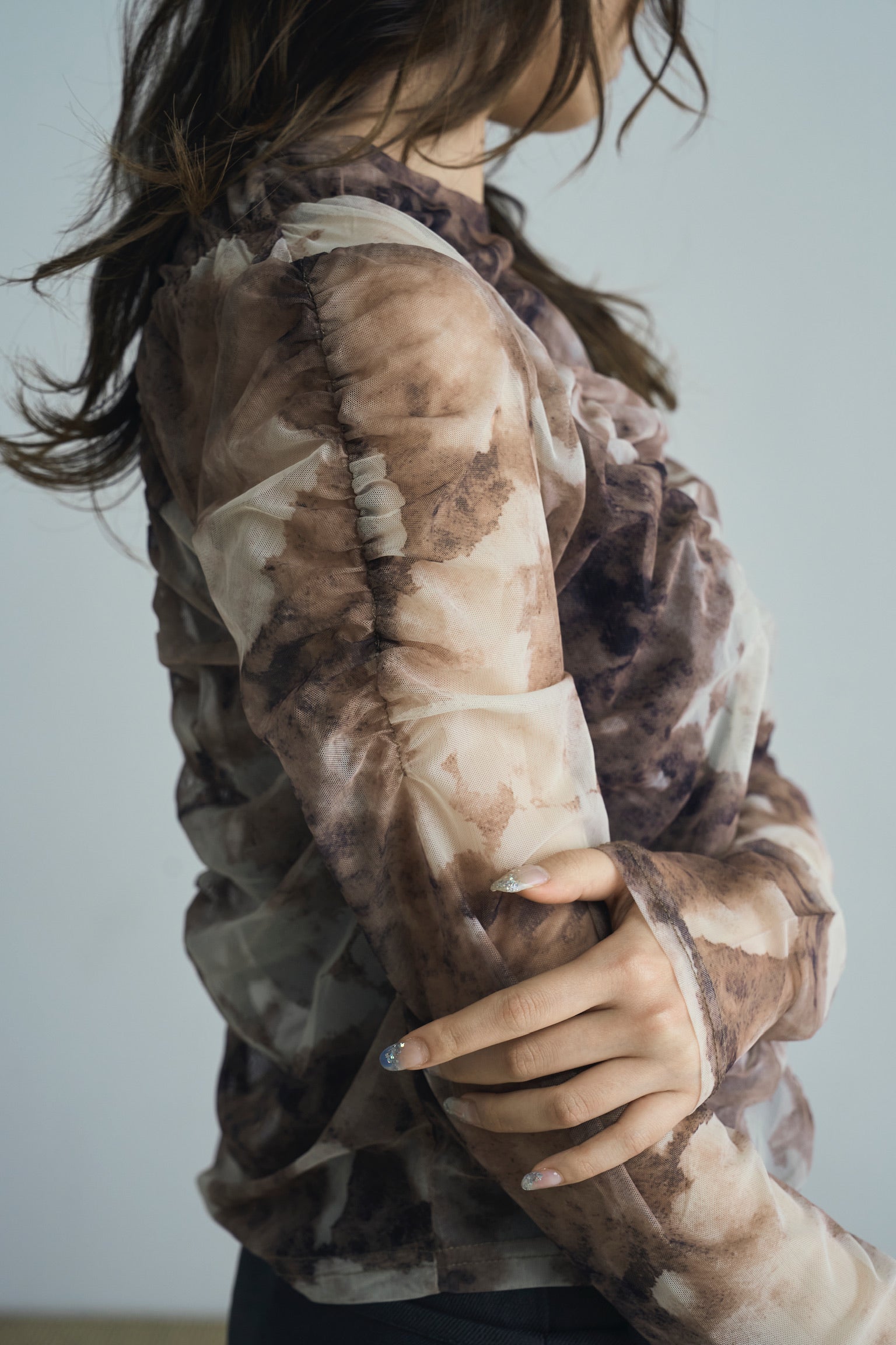 marble sheer shirring tops