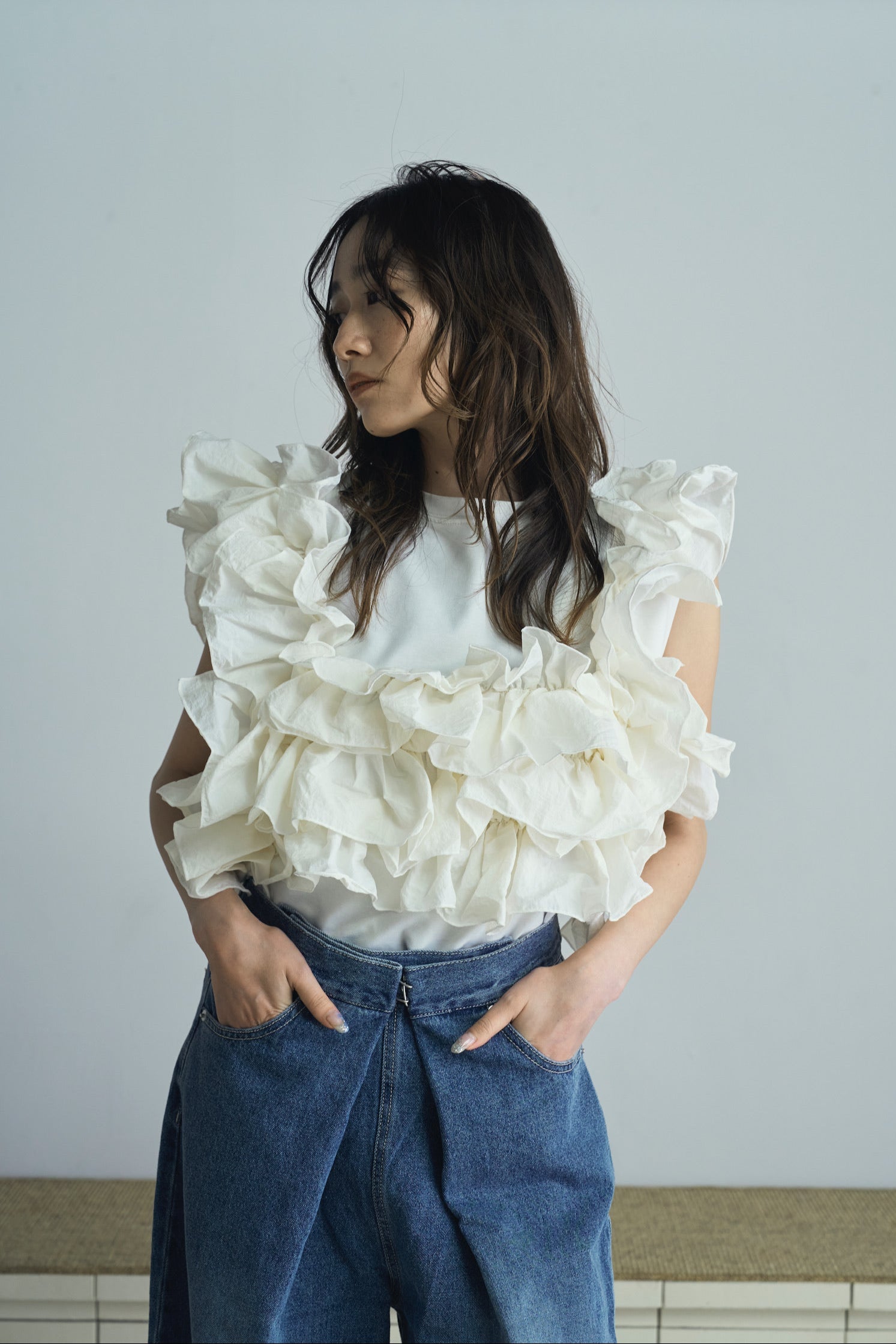 frill design 2way tops