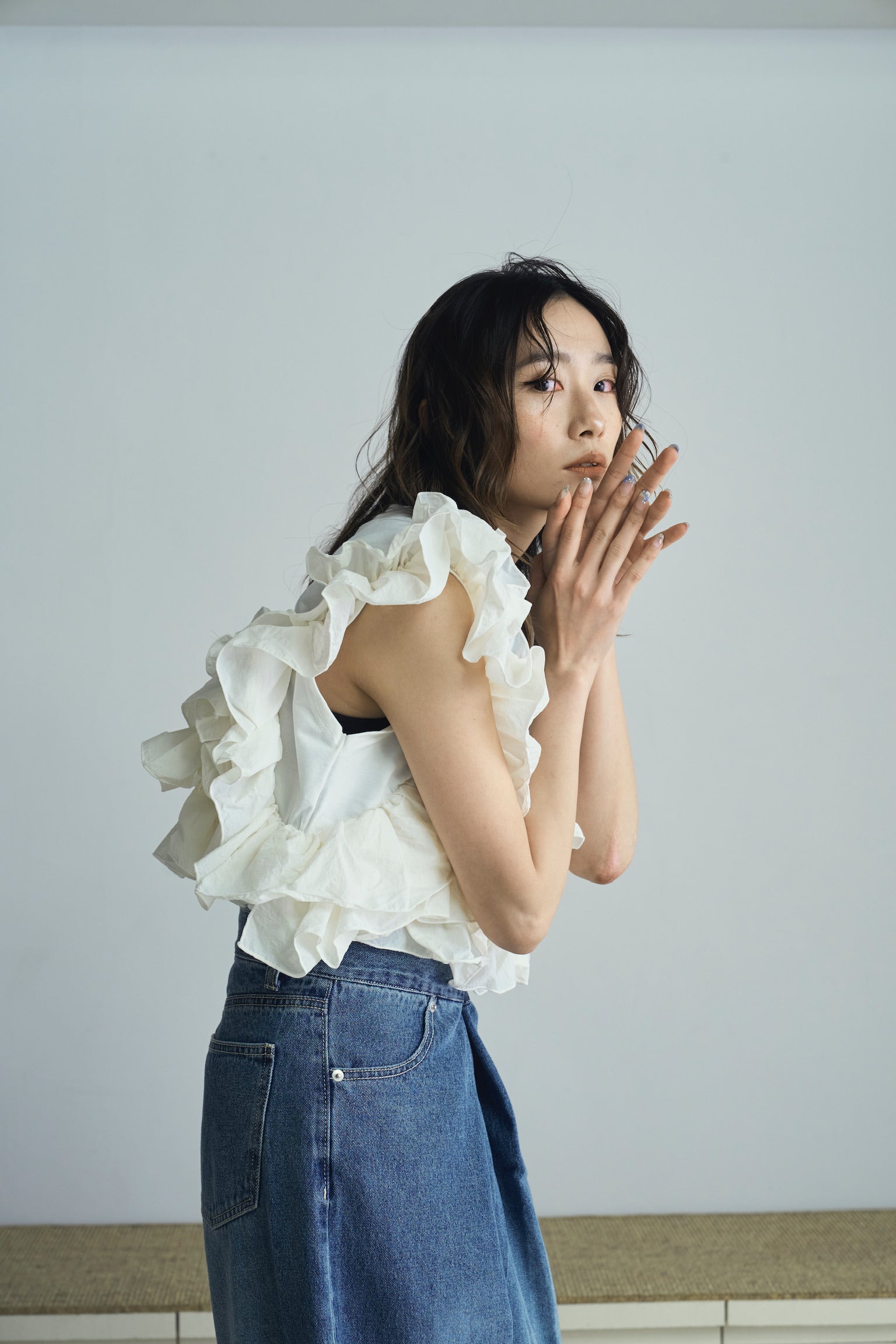frill design 2way tops