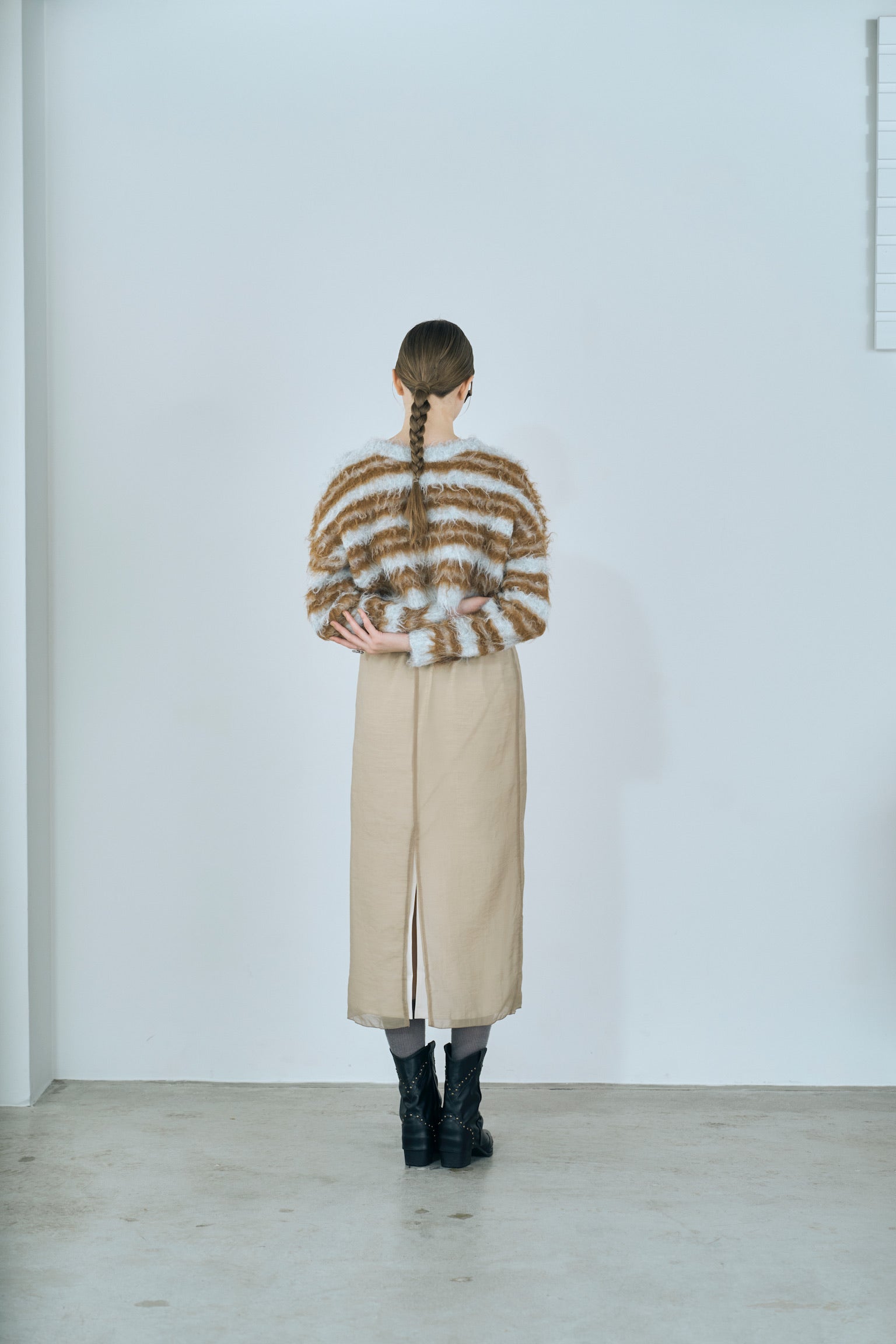 multi border shaggy knit