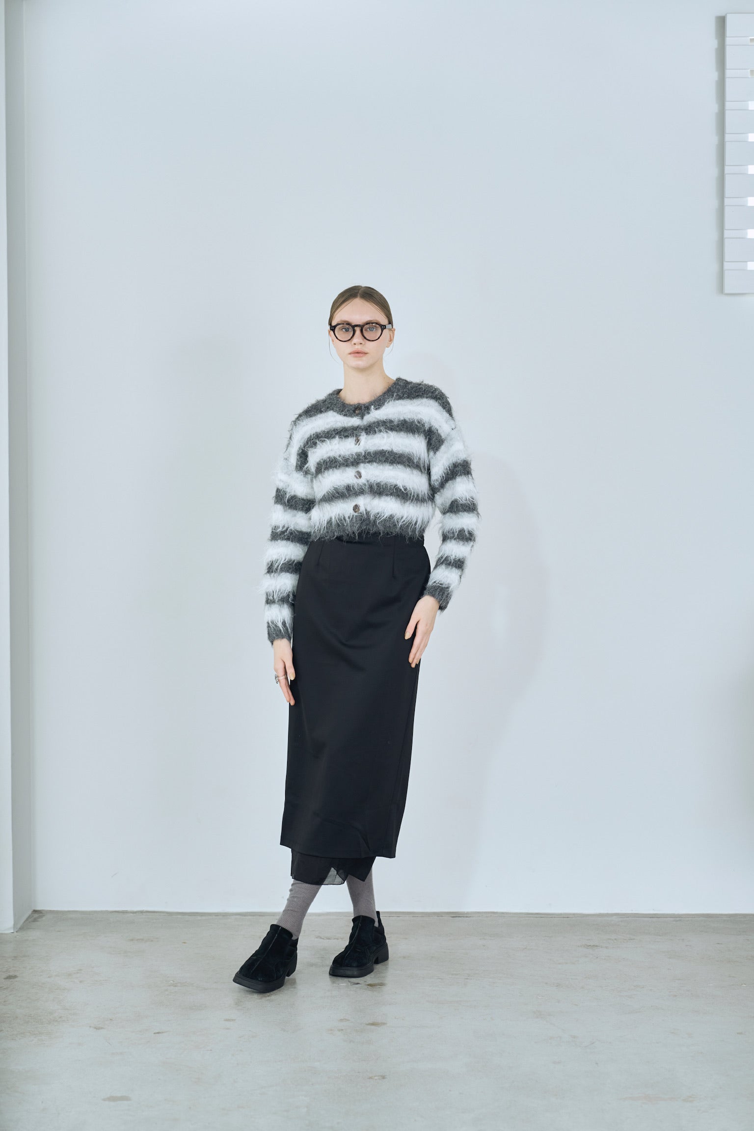 multi border shaggy knit