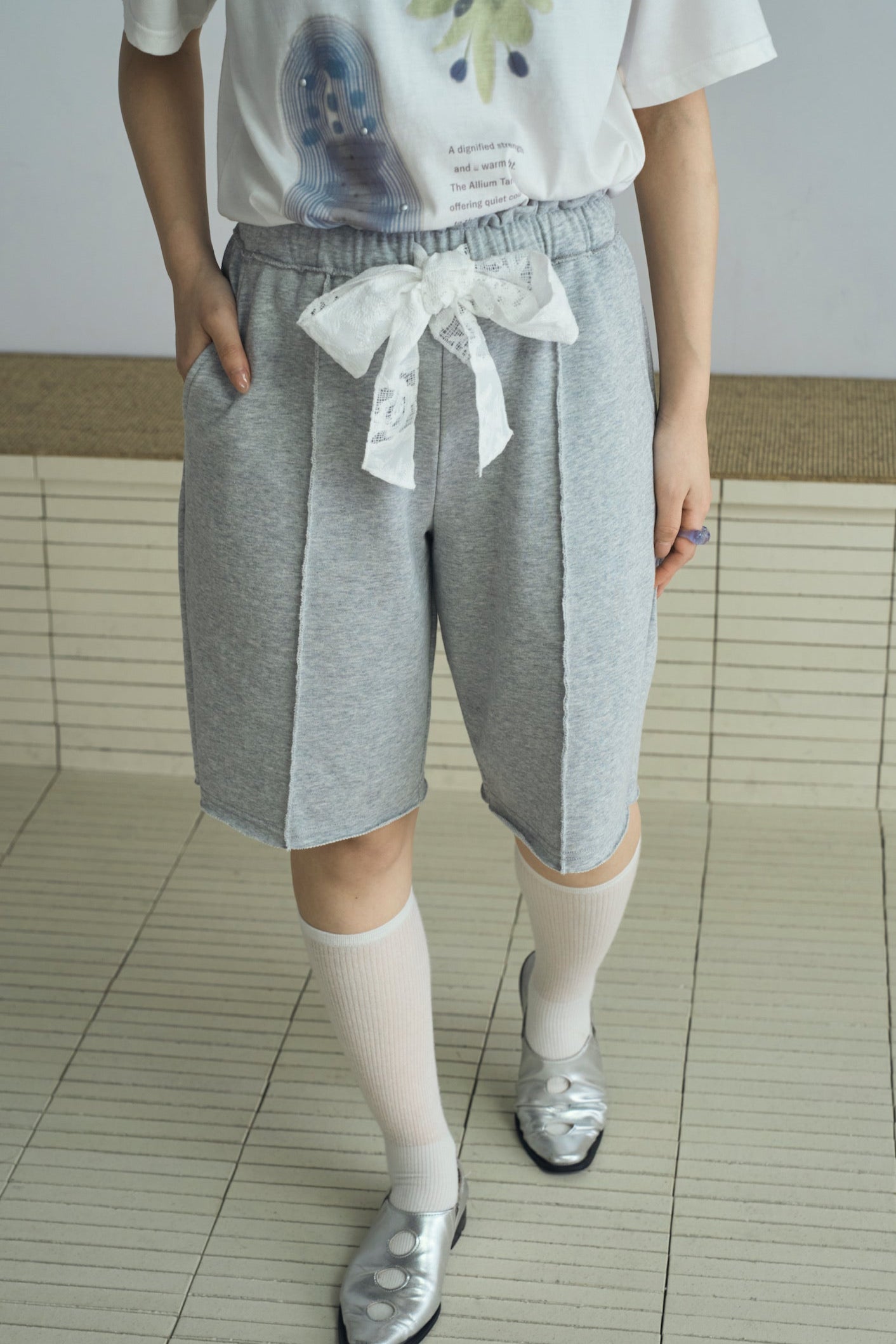 sweat lace half pants