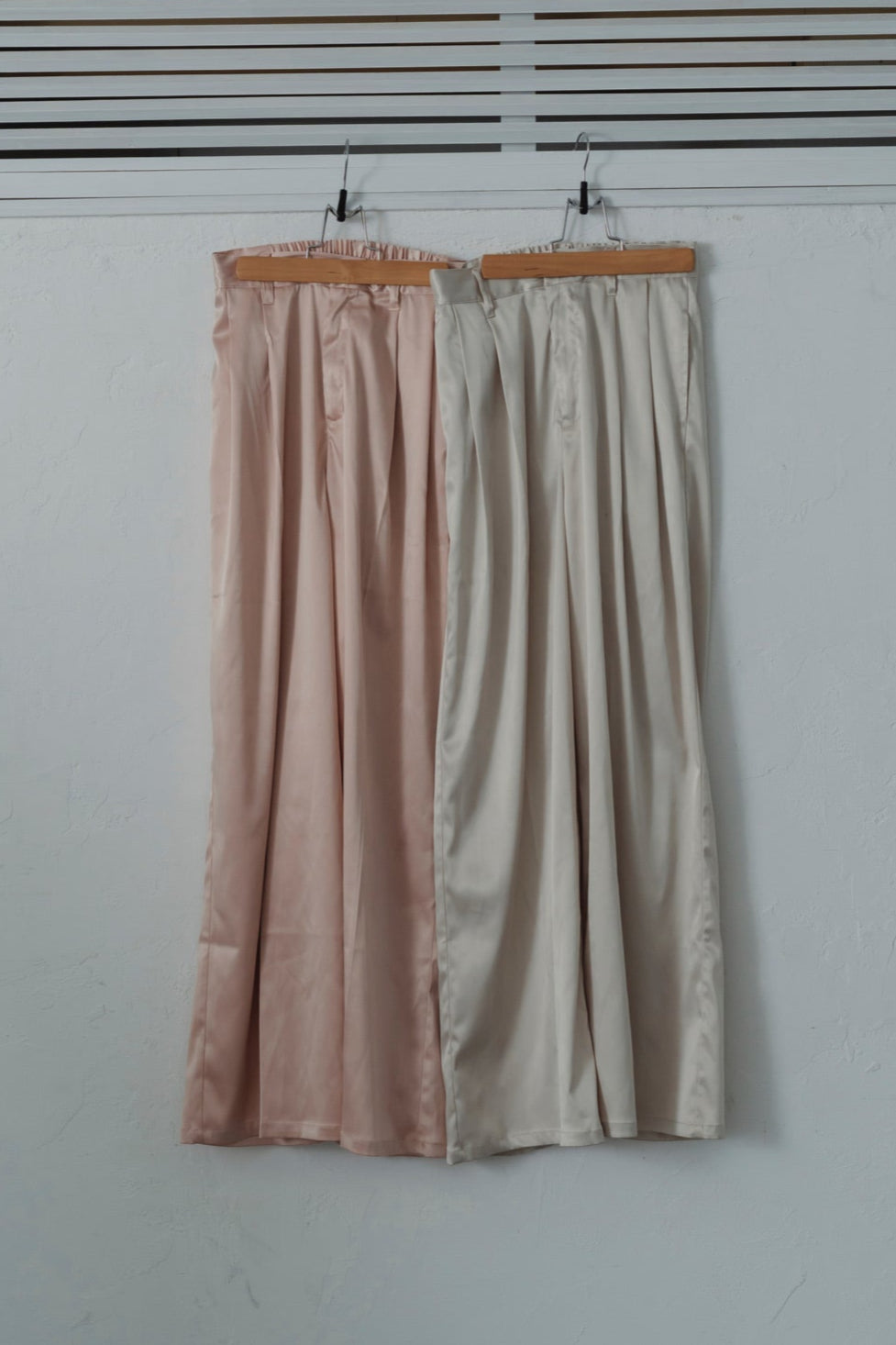 satin tuck pants
