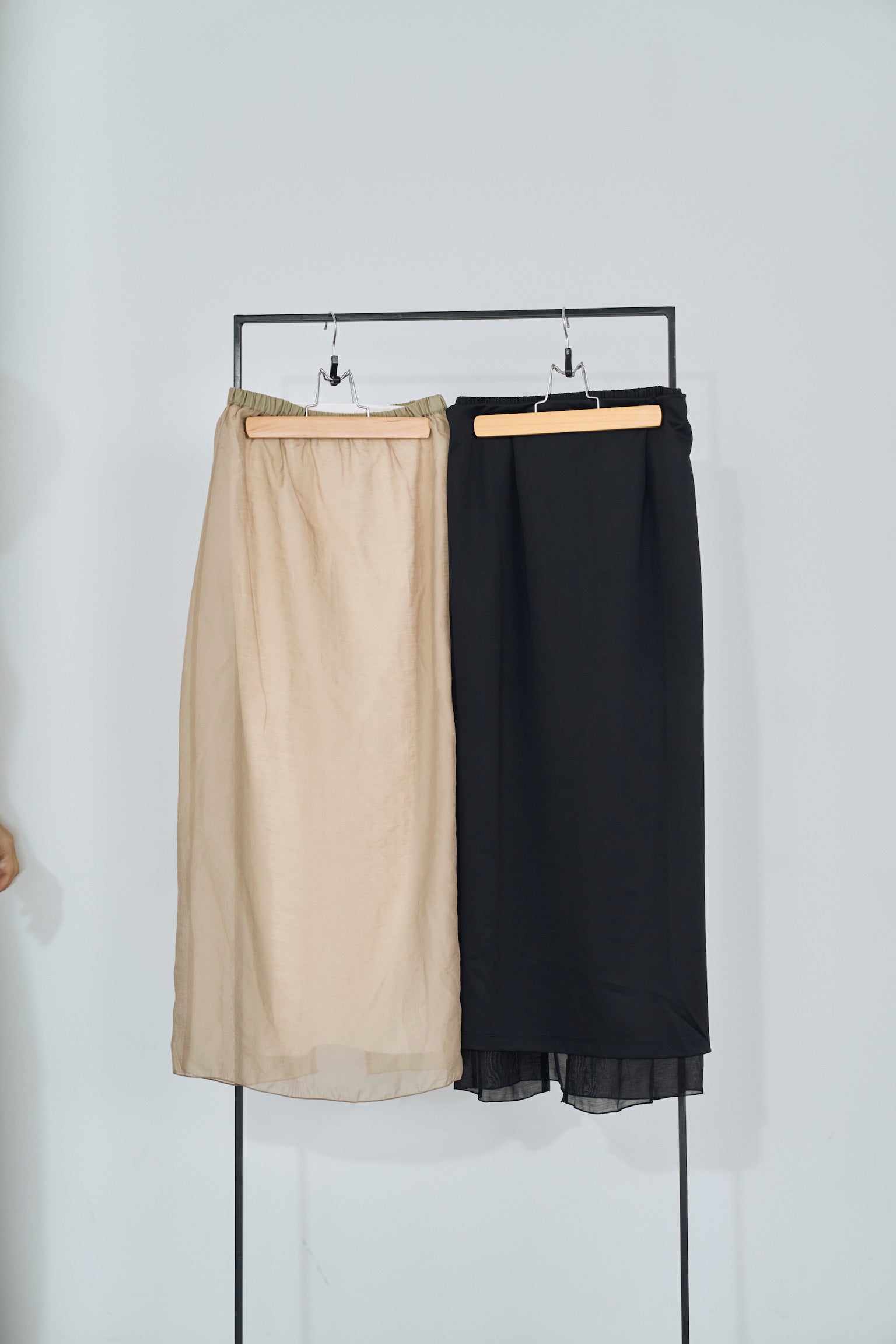 satin & sheer layered skirt