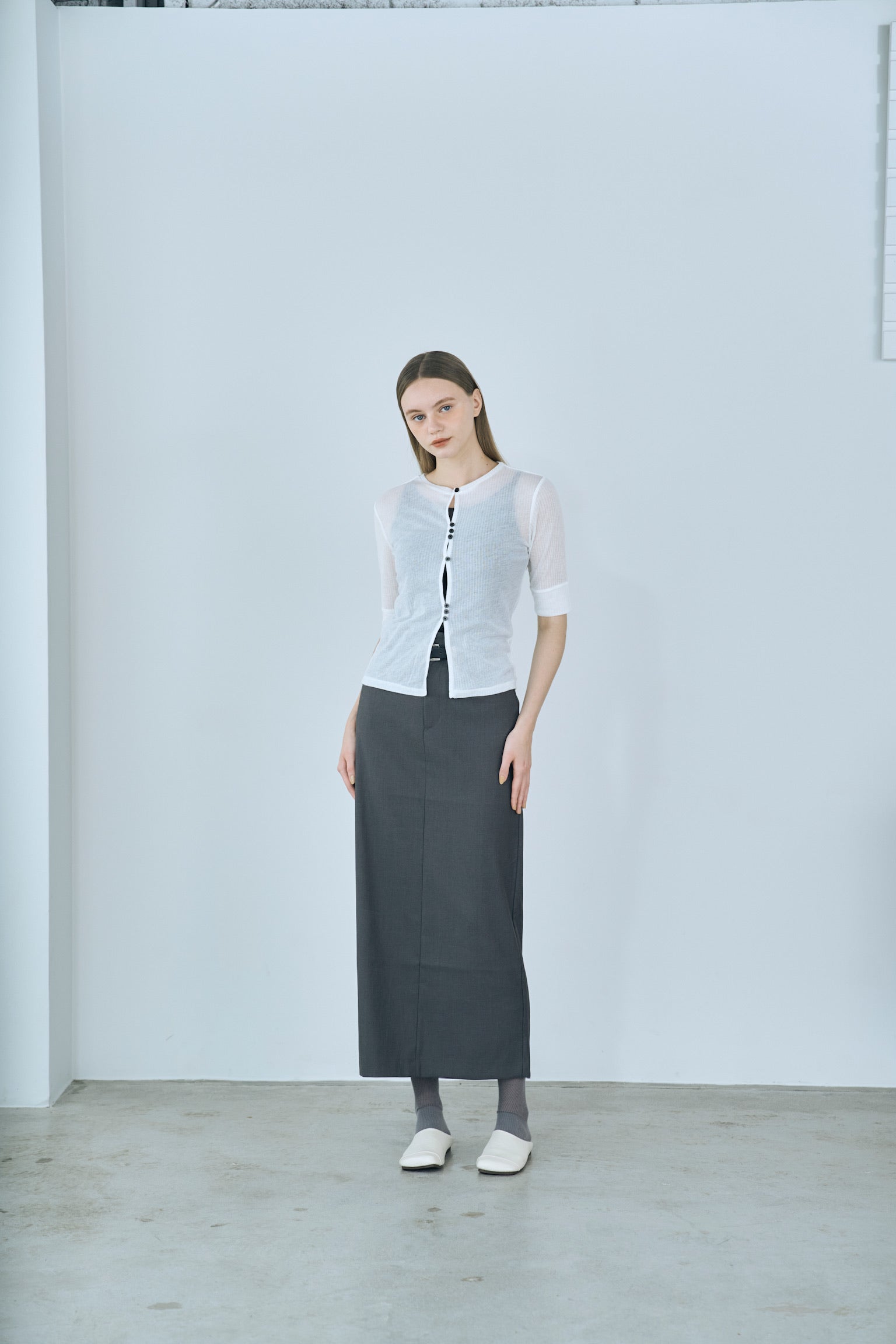 twill narrow long skirt