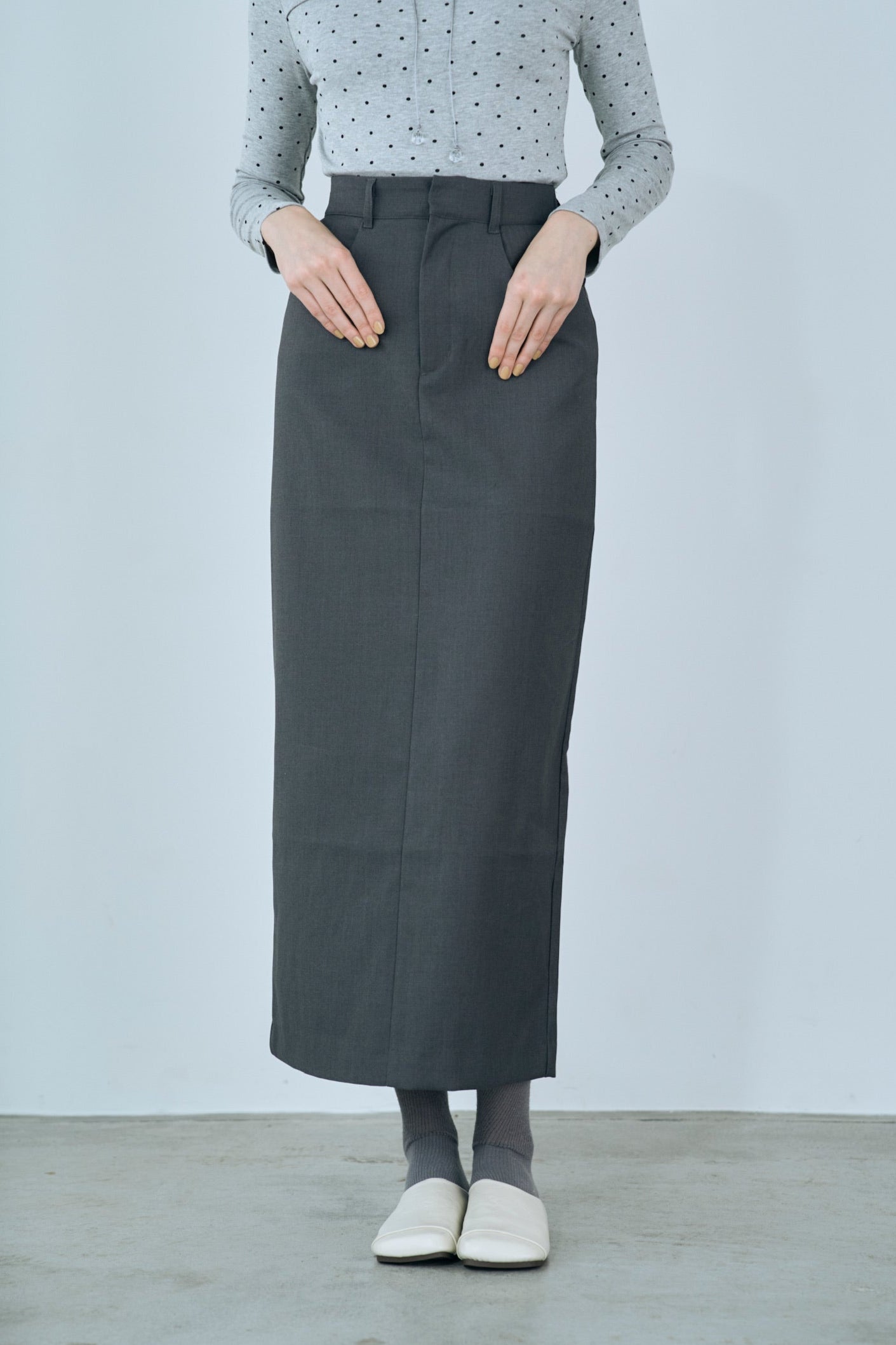 twill narrow long skirt