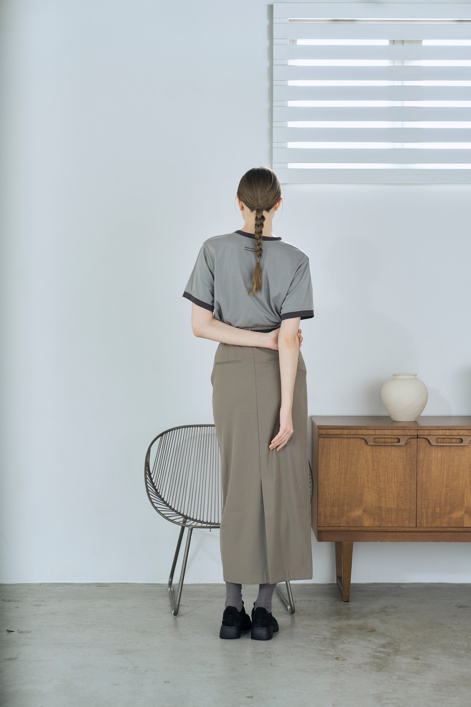 twill narrow long skirt