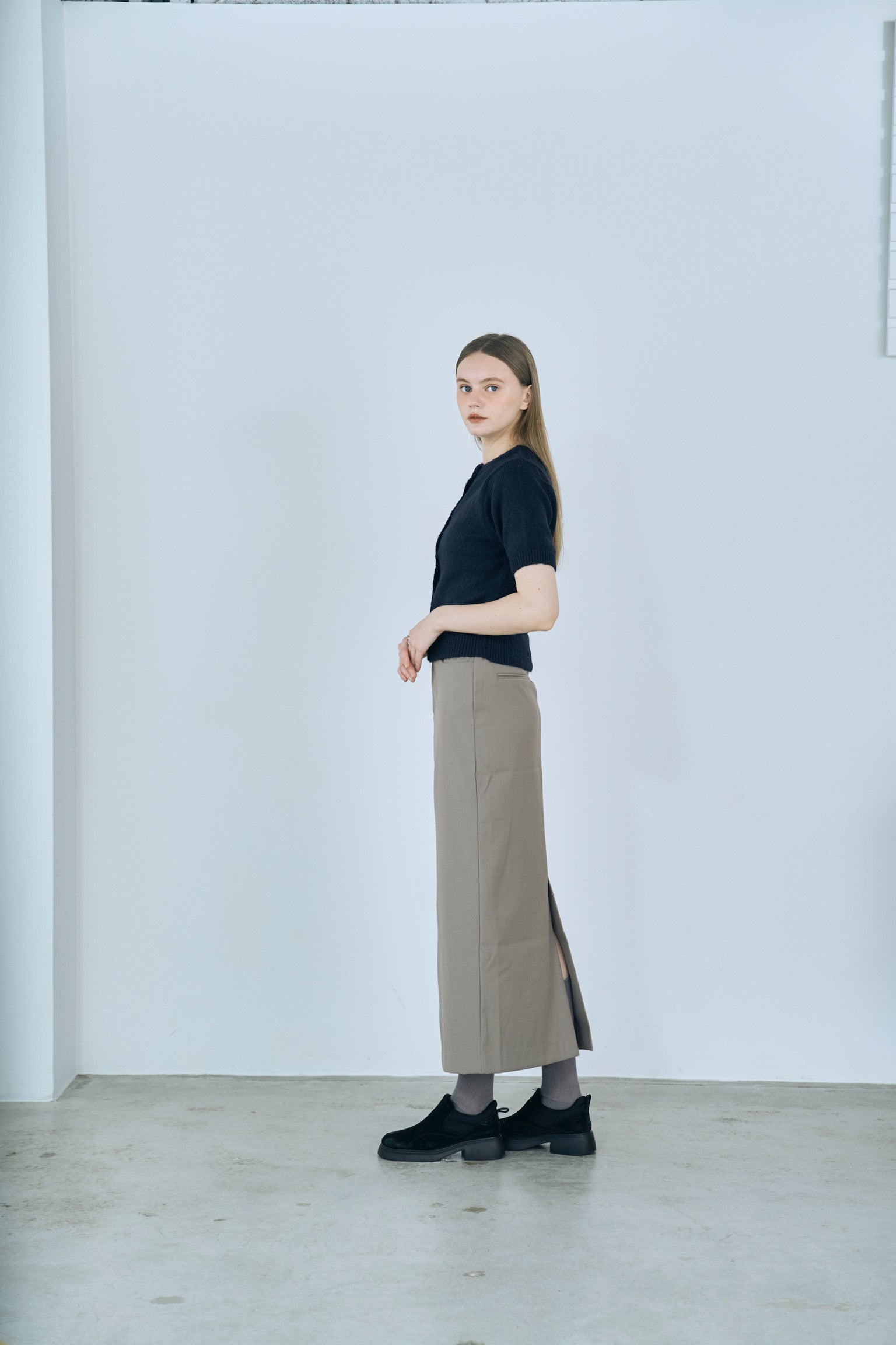 twill narrow long skirt