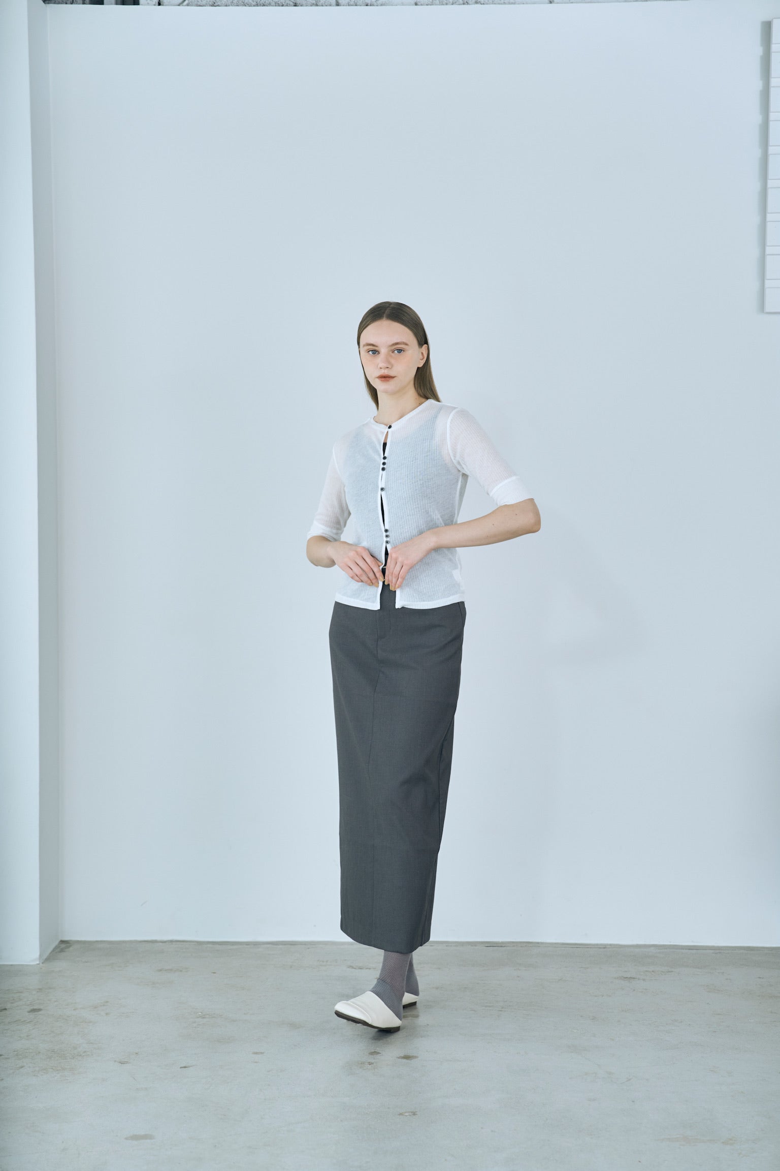 twill narrow long skirt