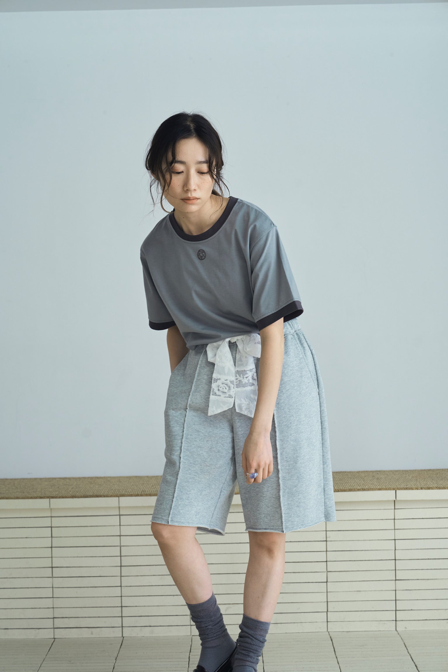 sweat lace half pants