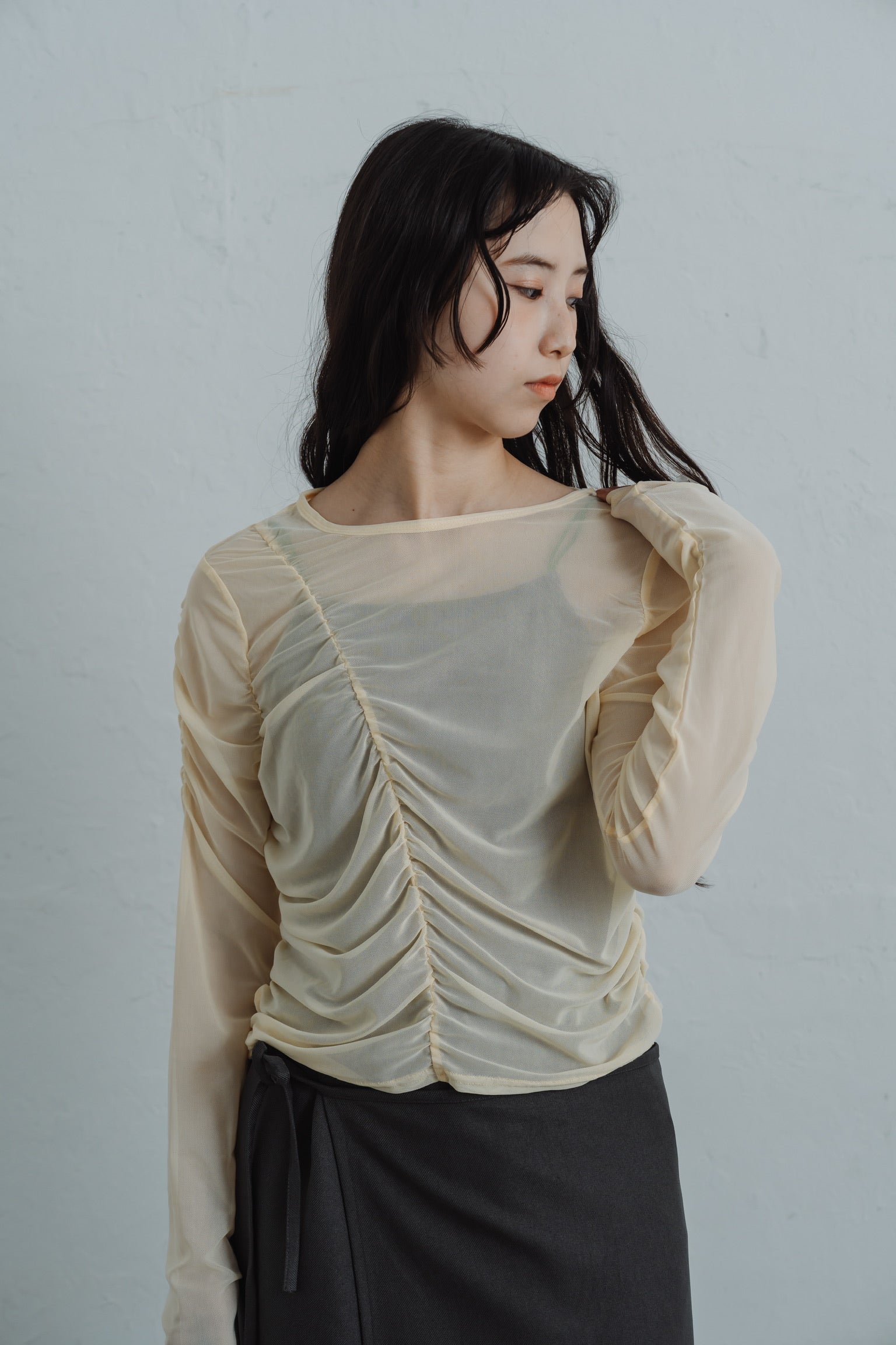 sheer shirring tops