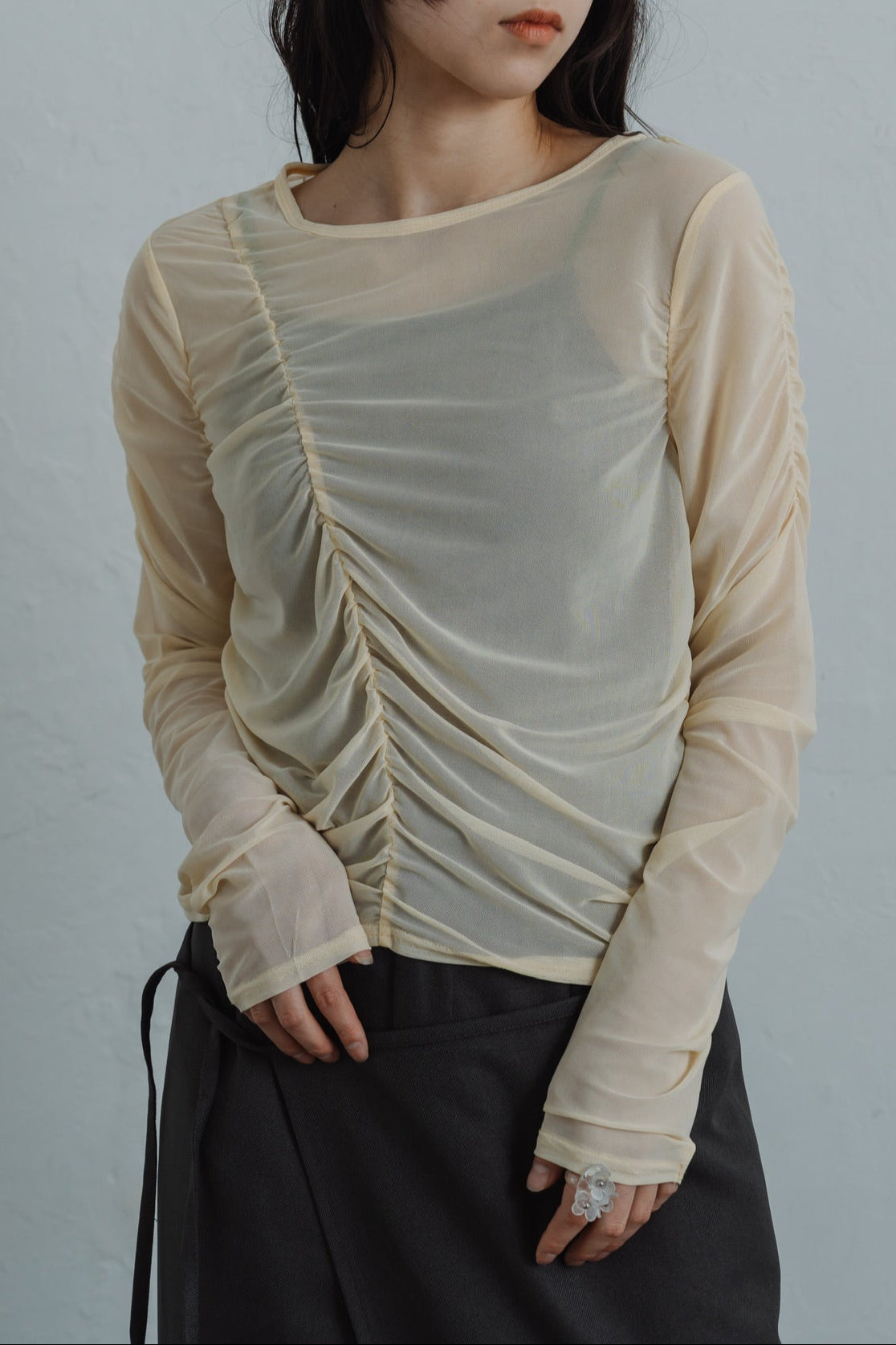 sheer shirring tops