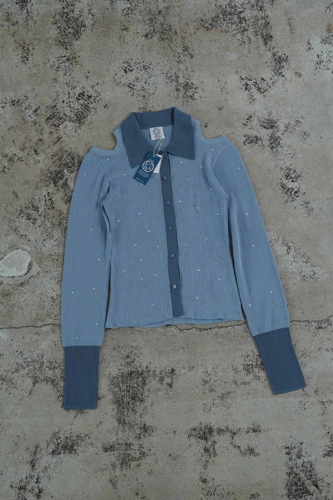 stone sheer polo knit