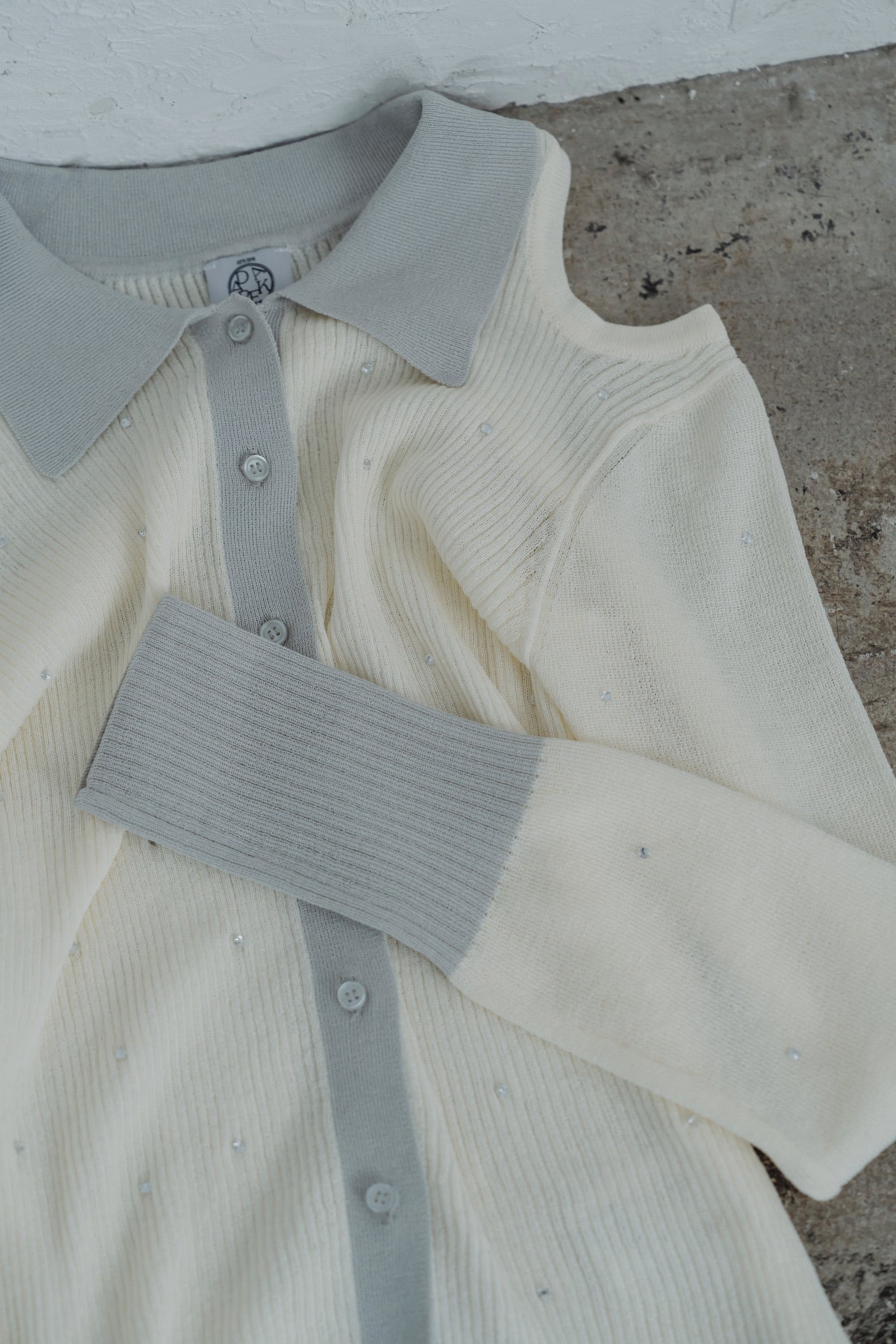 stone sheer polo knit