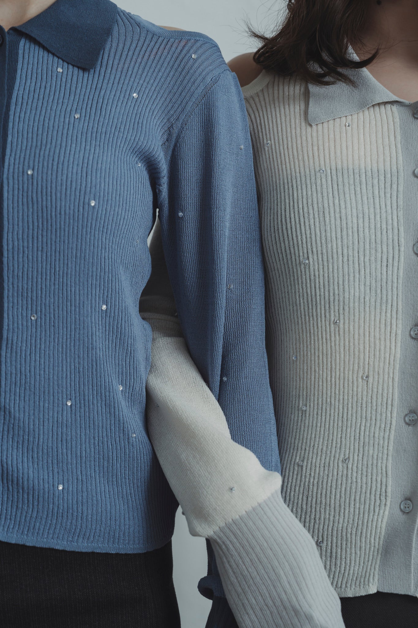 stone sheer polo knit