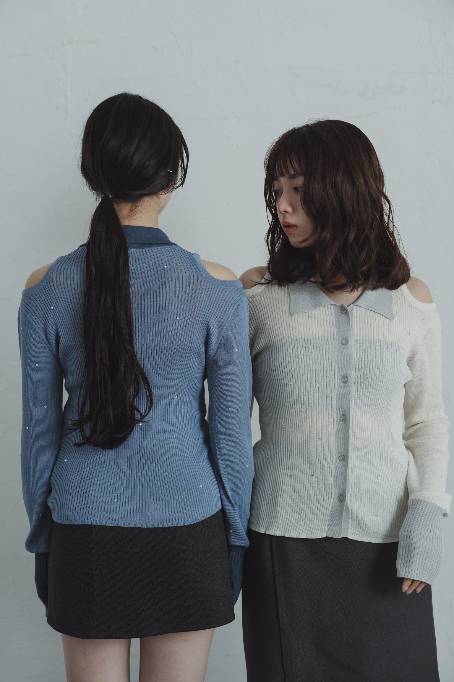 stone sheer polo knit
