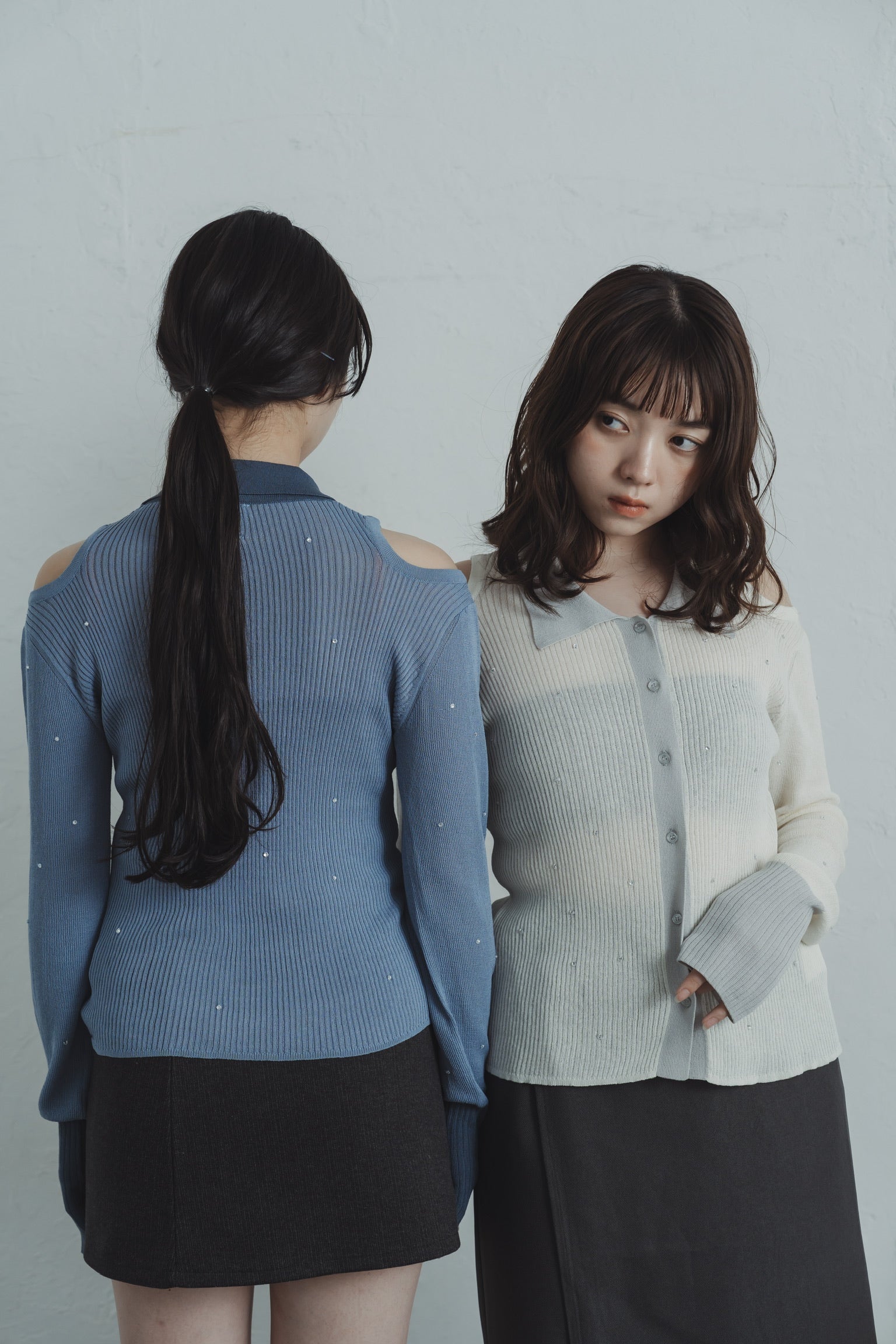 stone sheer polo knit