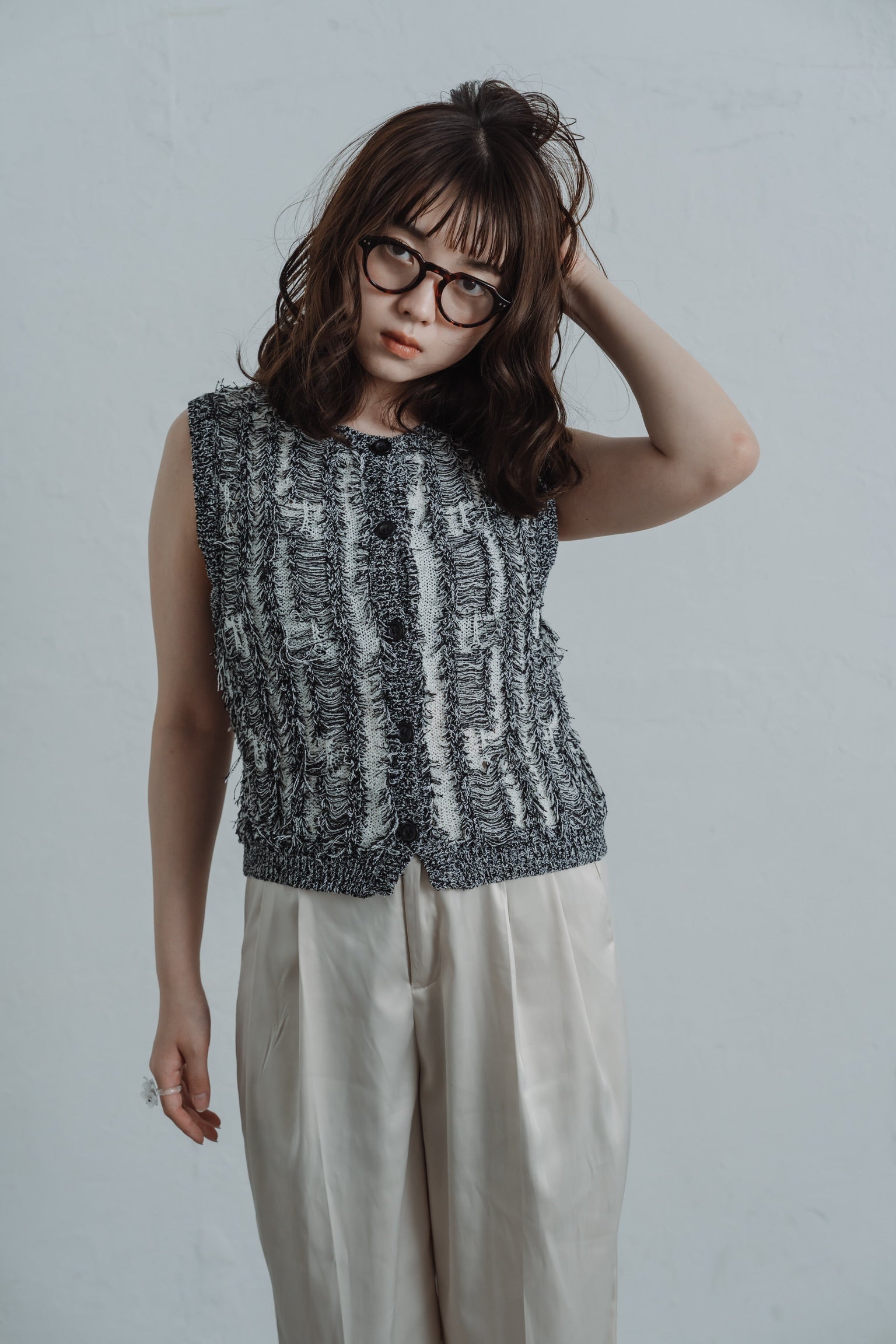 fringe knit vest