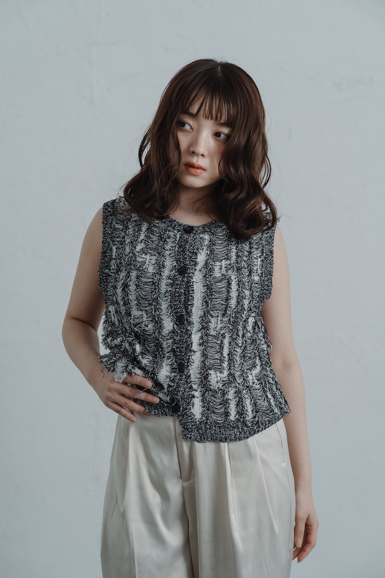 fringe knit vest