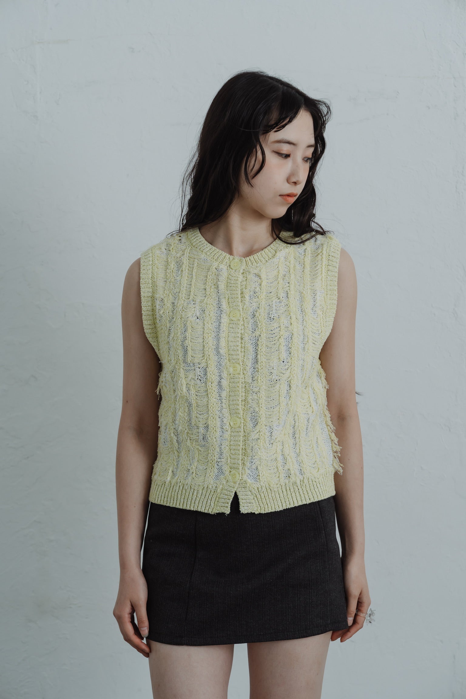 fringe knit vest