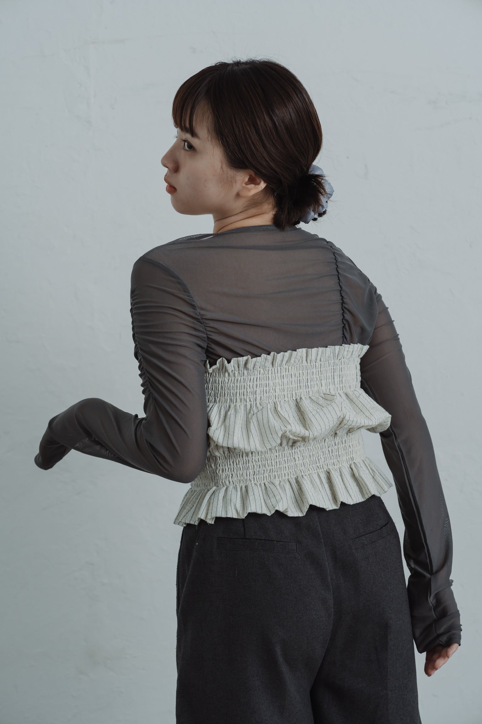 stripe gather bustier