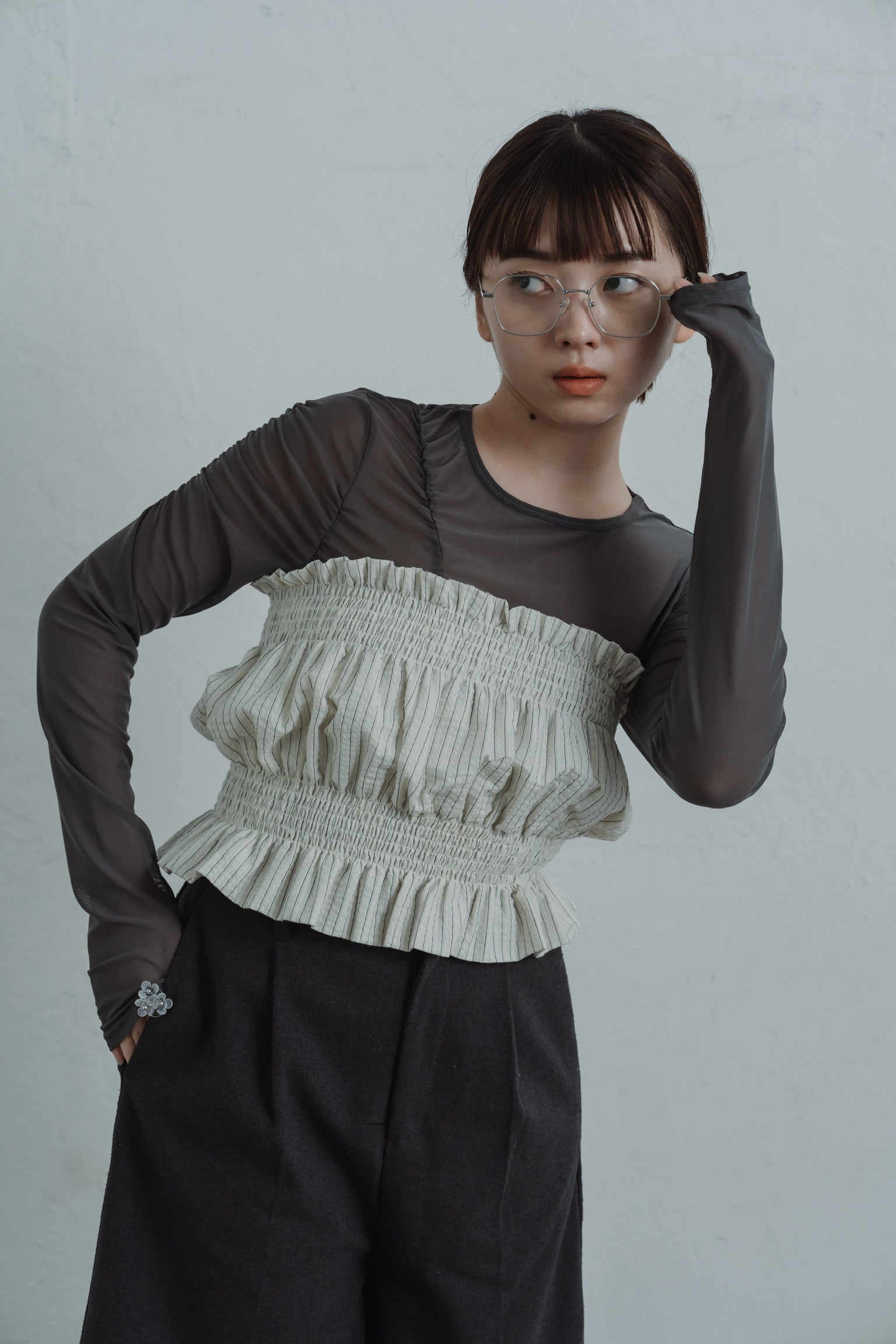 stripe gather bustier