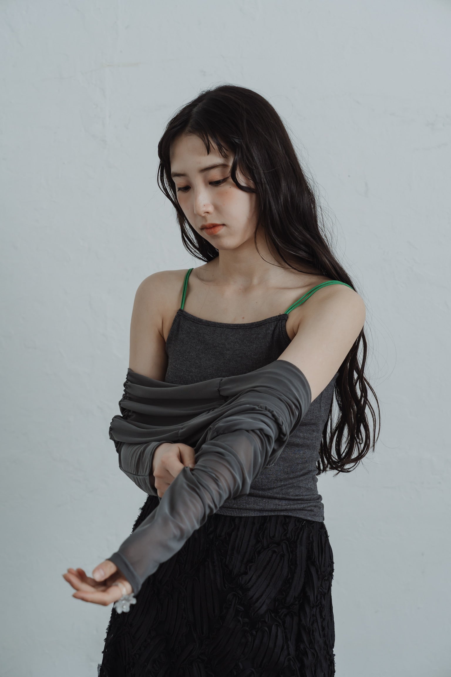 sheer shirring  tops