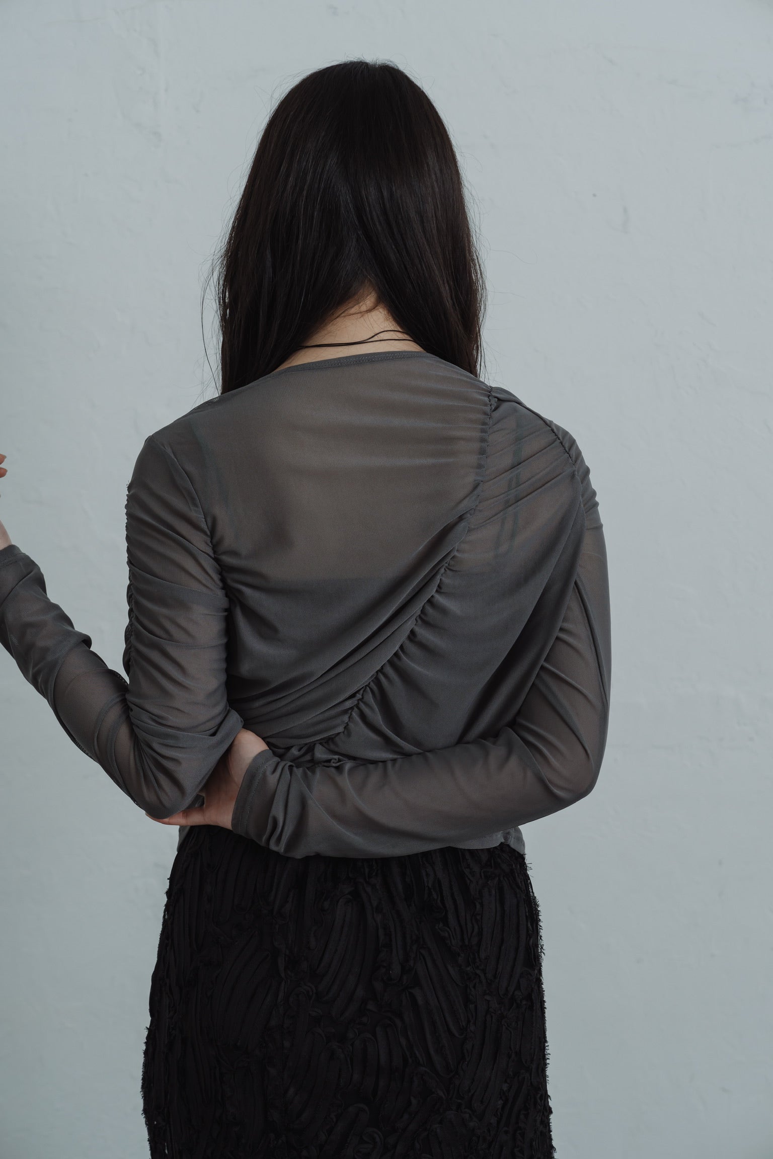 sheer shirring  tops
