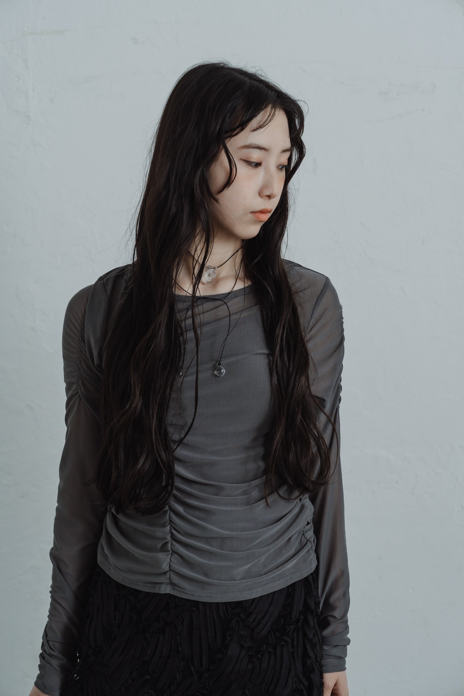 sheer shirring  tops