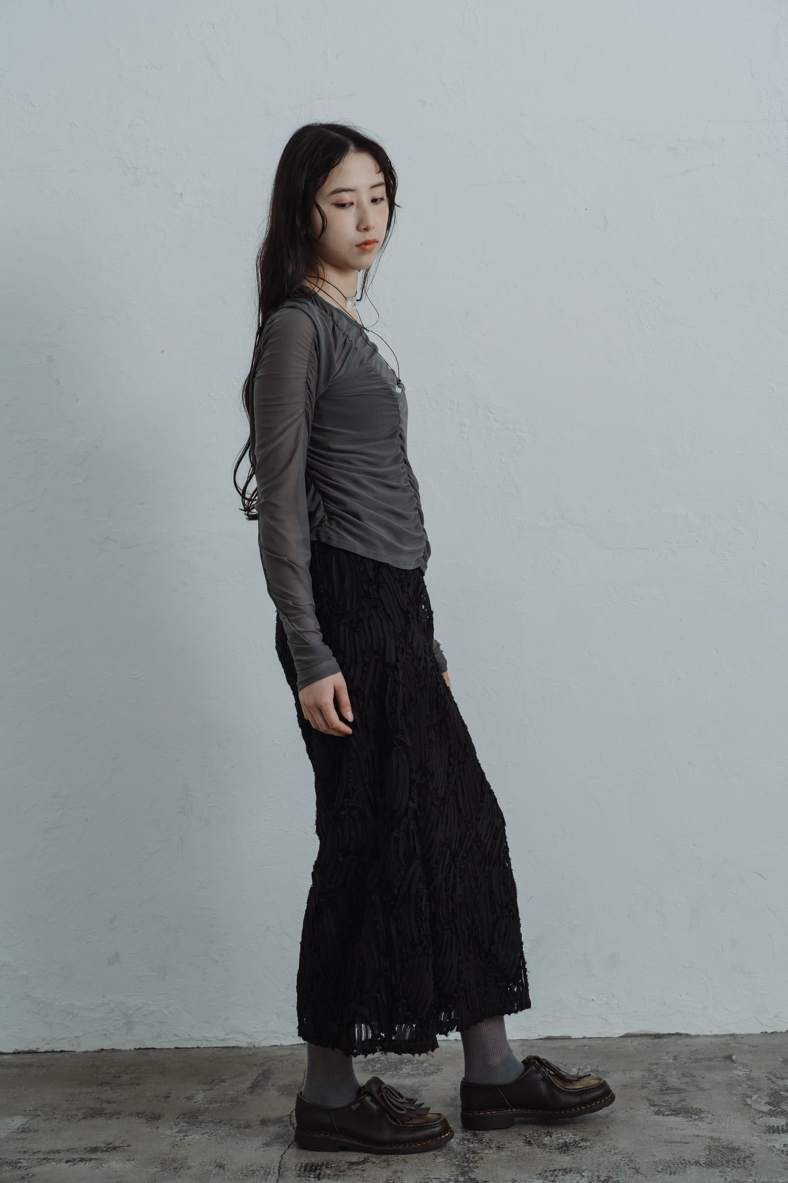 sheer shirring  tops