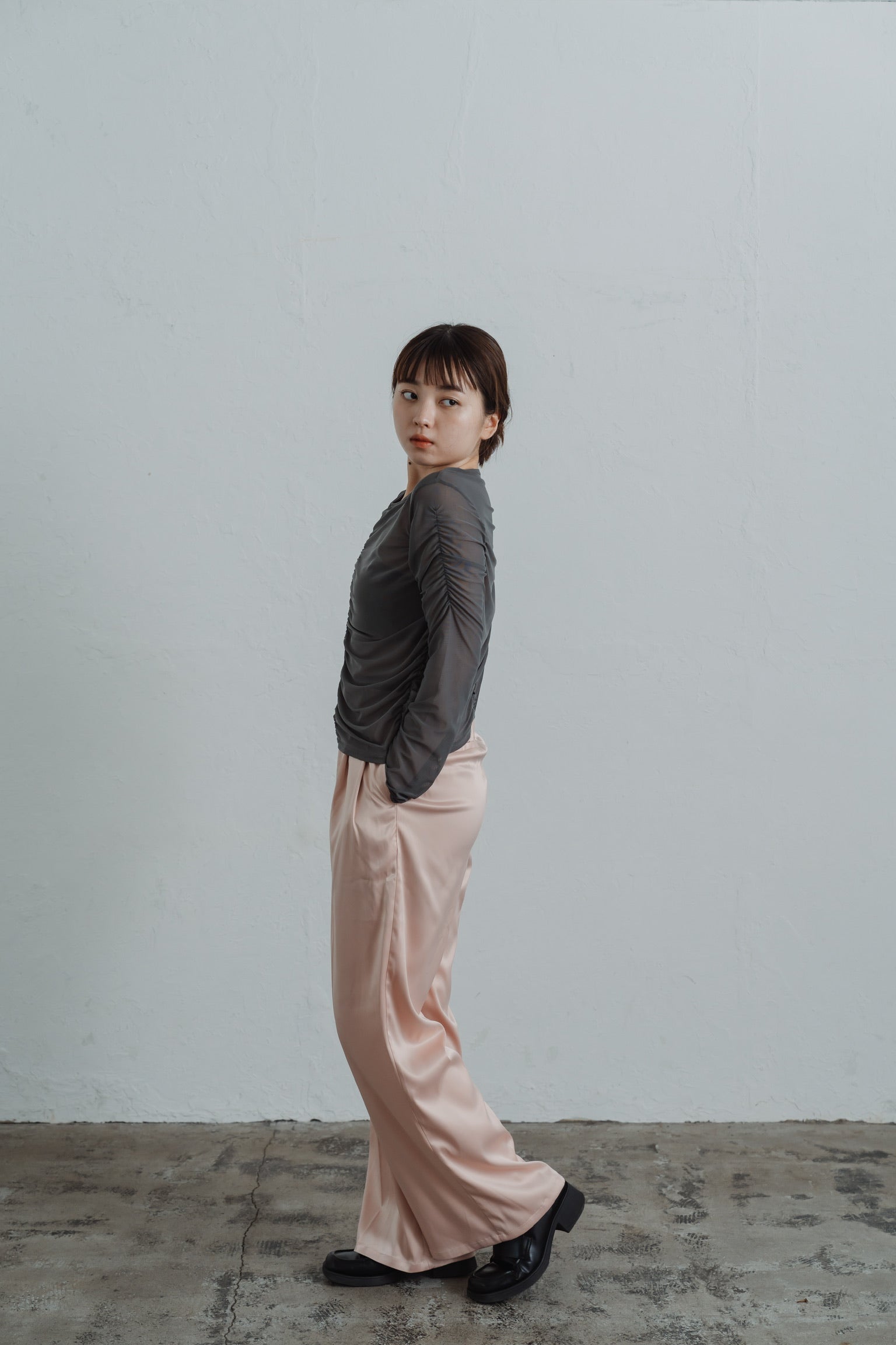sheer shirring  tops