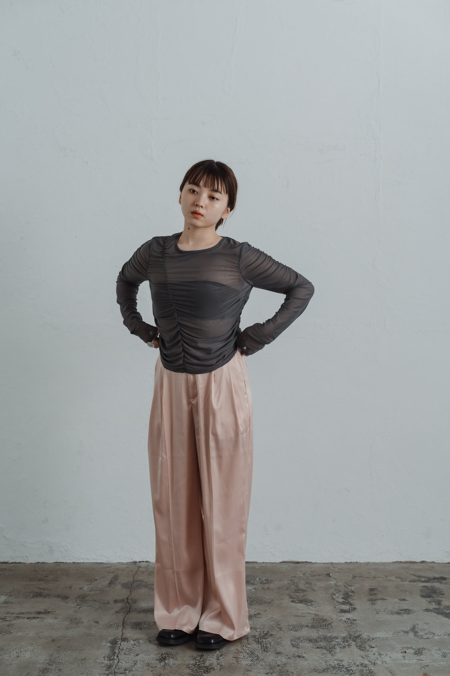 sheer shirring  tops